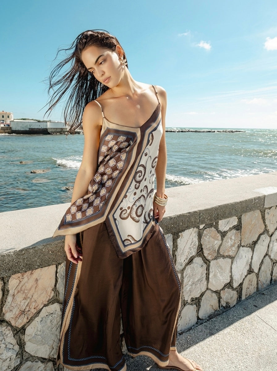 Hanah - Print top & trouser suit