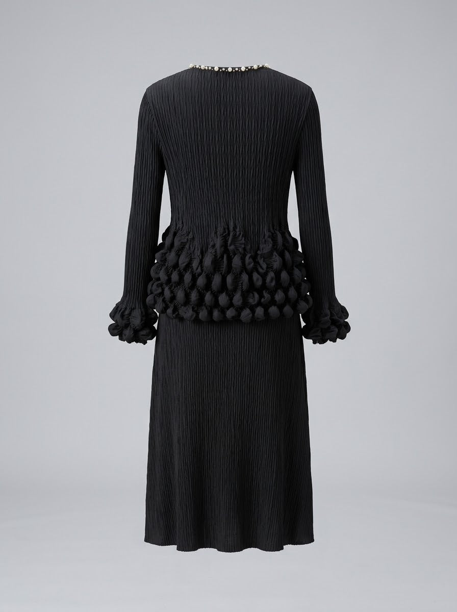Marla Semi bubble pleat dress in black
