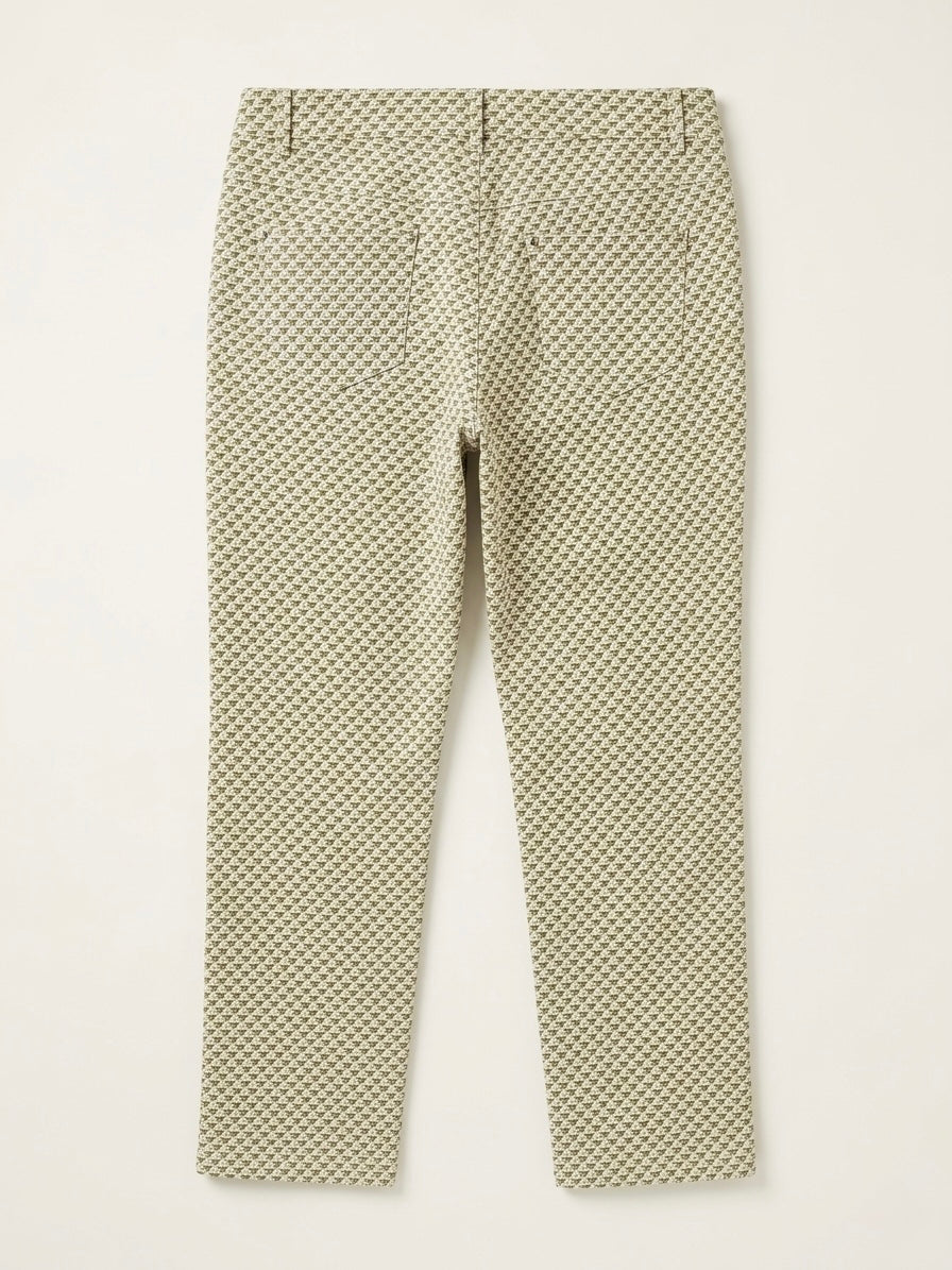 Fifi khaki printed stretch capri trouser