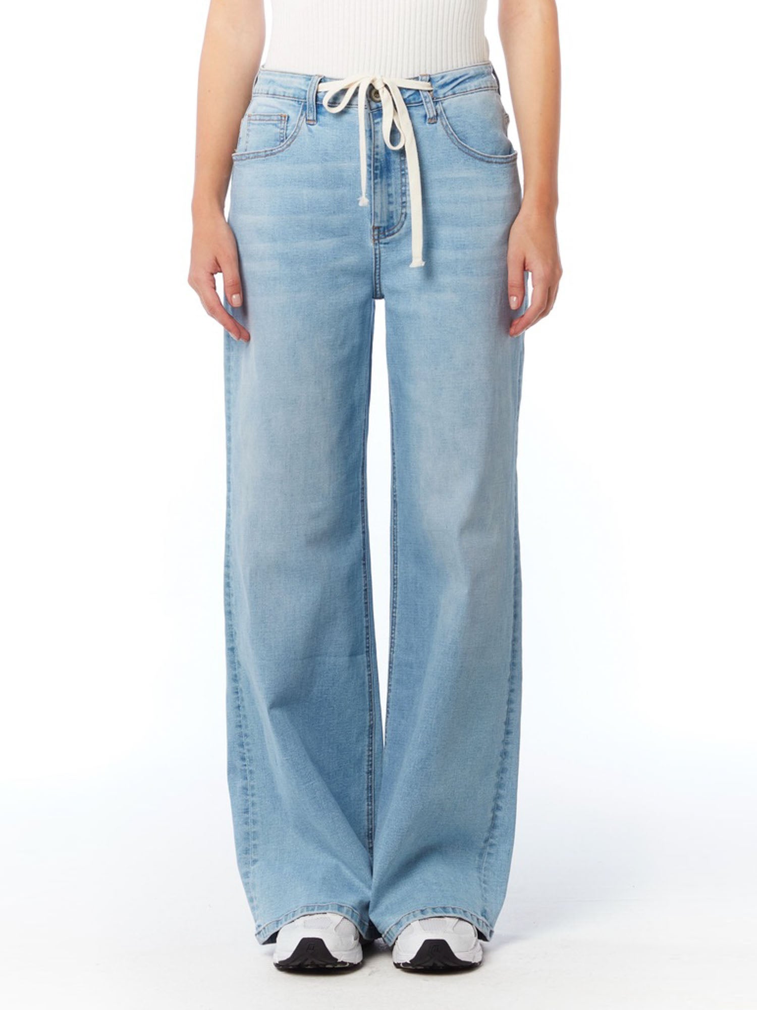 Tania light blue Tie front wide leg jeans