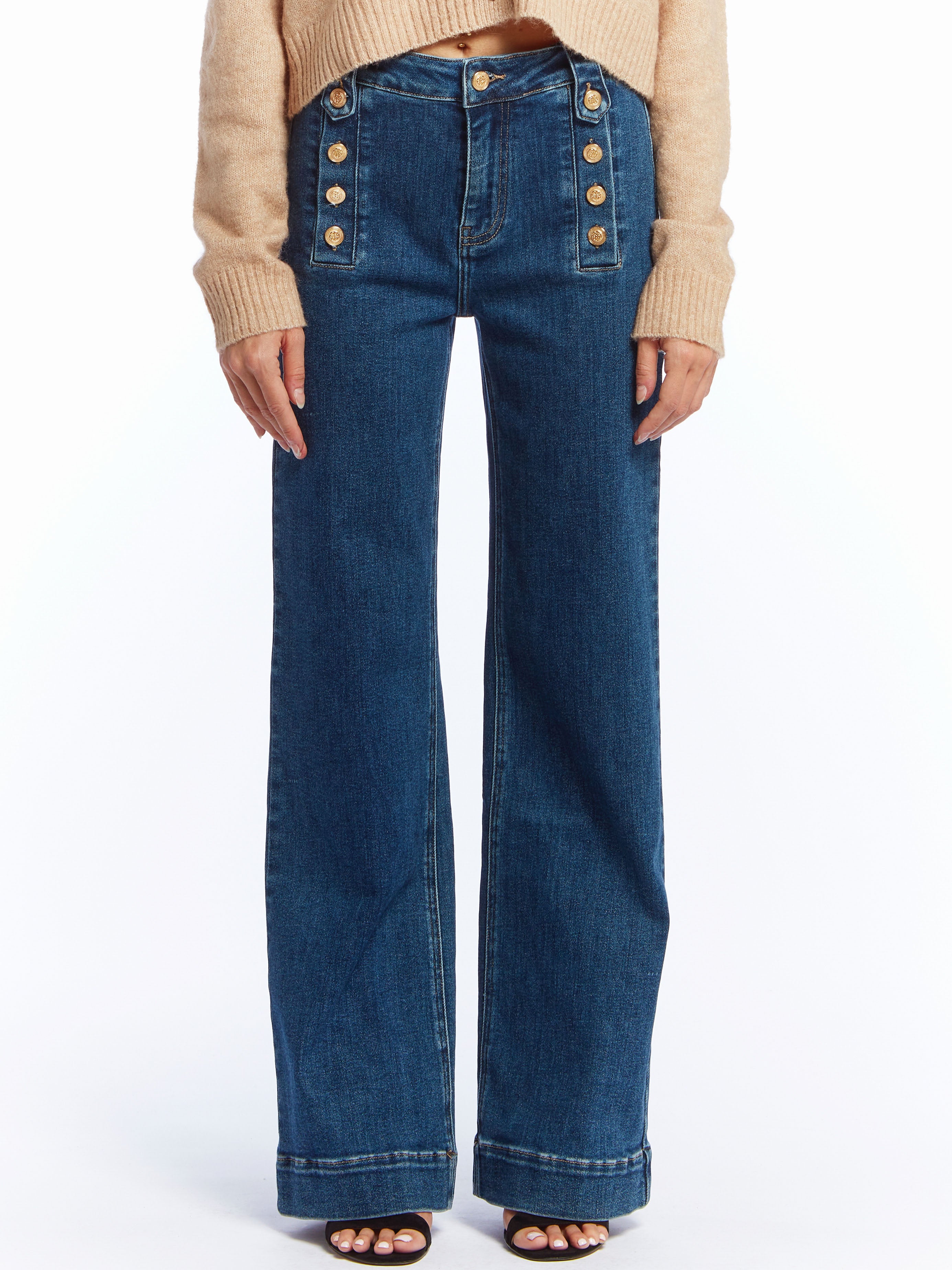 Doreen - Military button front jeans