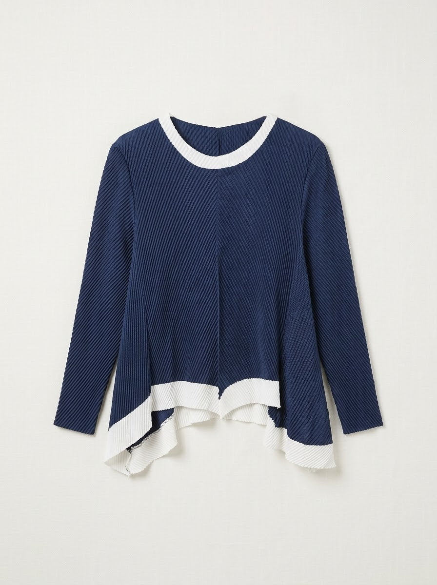 Matilda Pleated asymmetric top in navy
