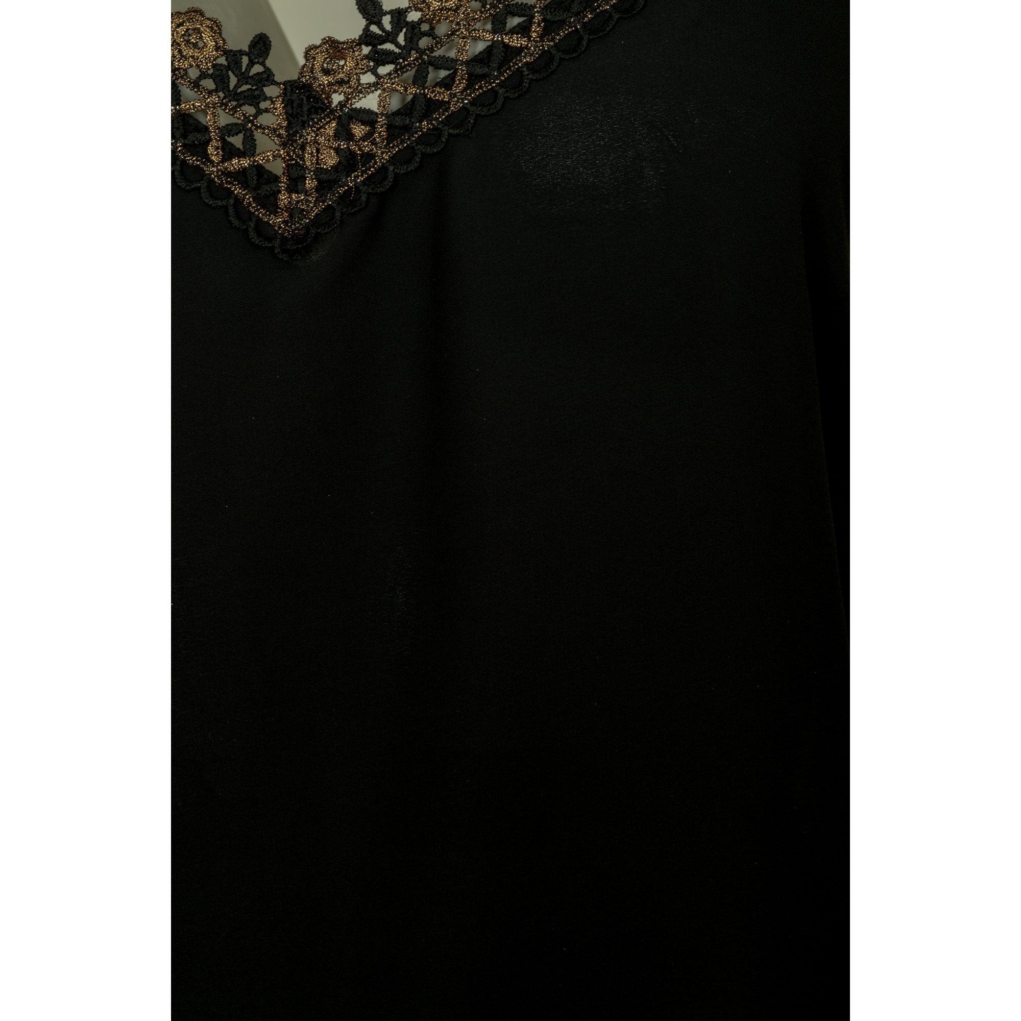 Dina black crepe crochet trim cami top