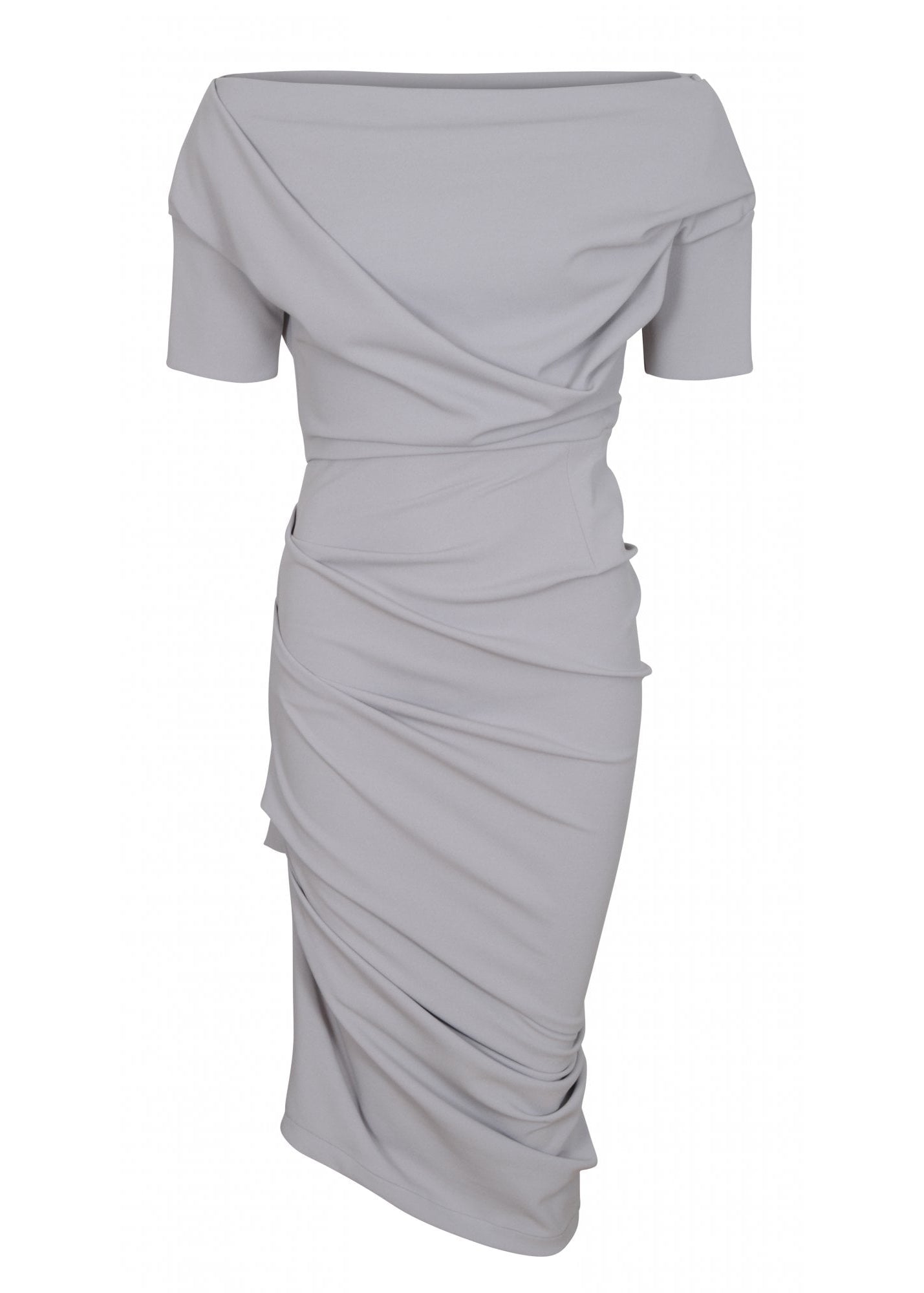 Verona silver grey crepe asymetric dress