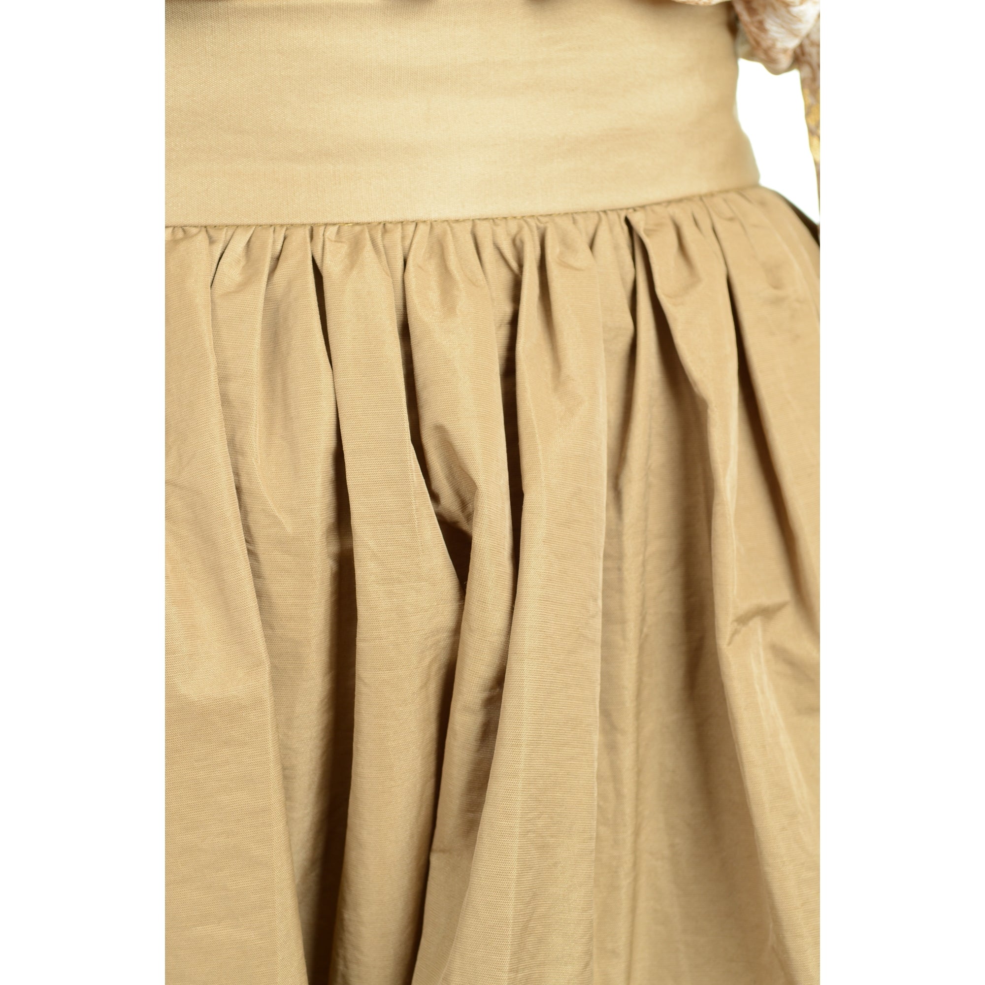Zoe gold colour cotton mix high waist calf length skirt