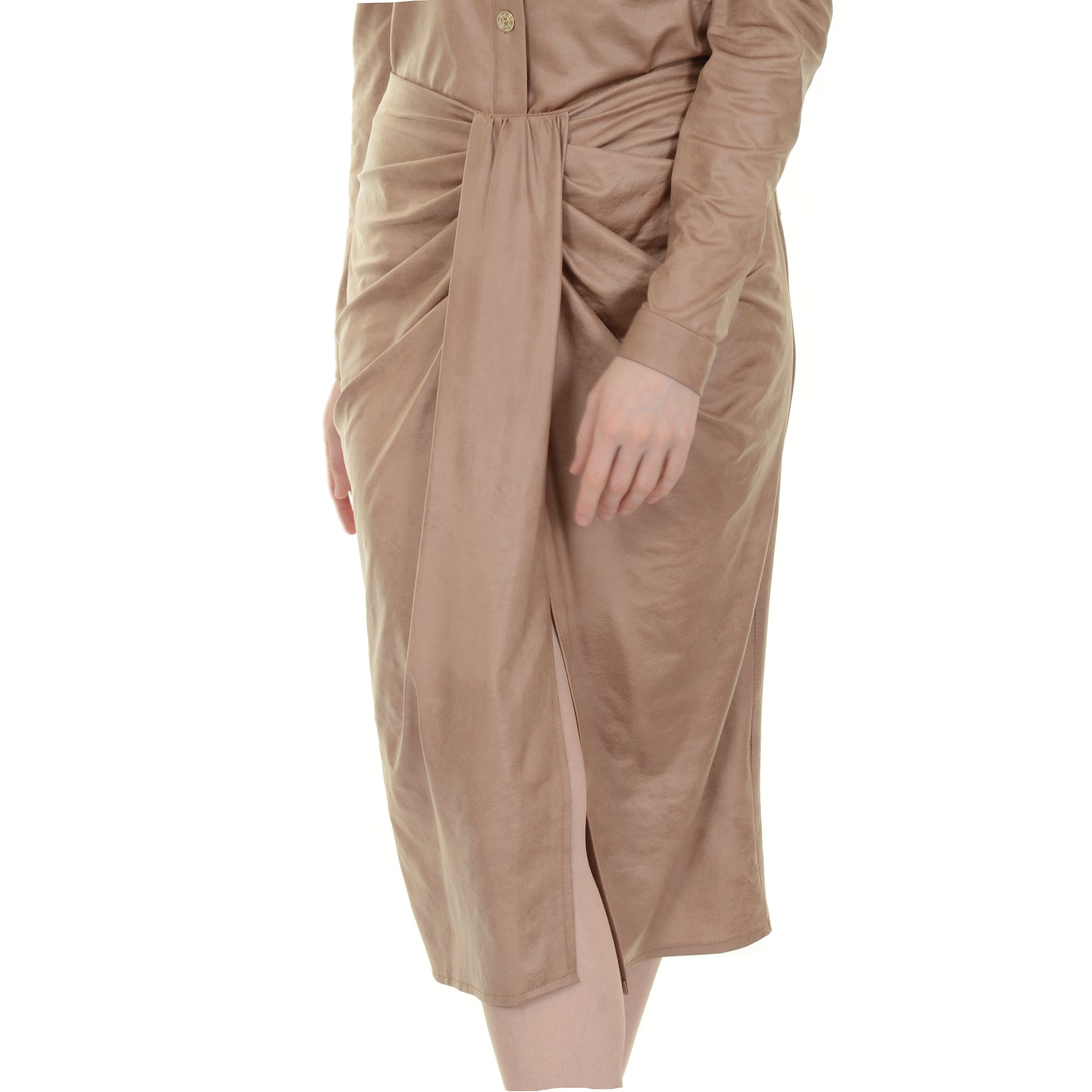Jagger caramel split front soft pleather skirt