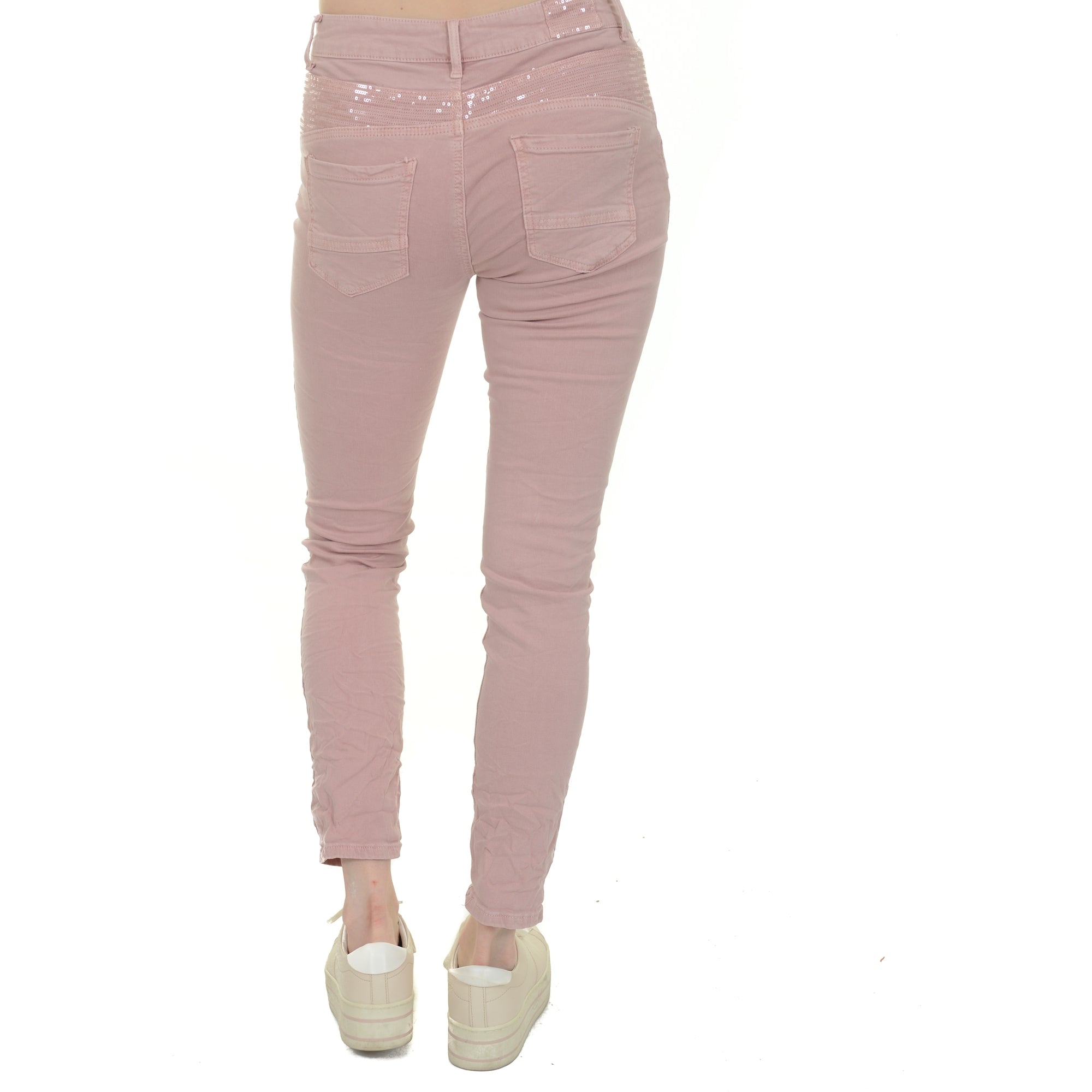 Mel stretch sequin trim skinny cotton jeans