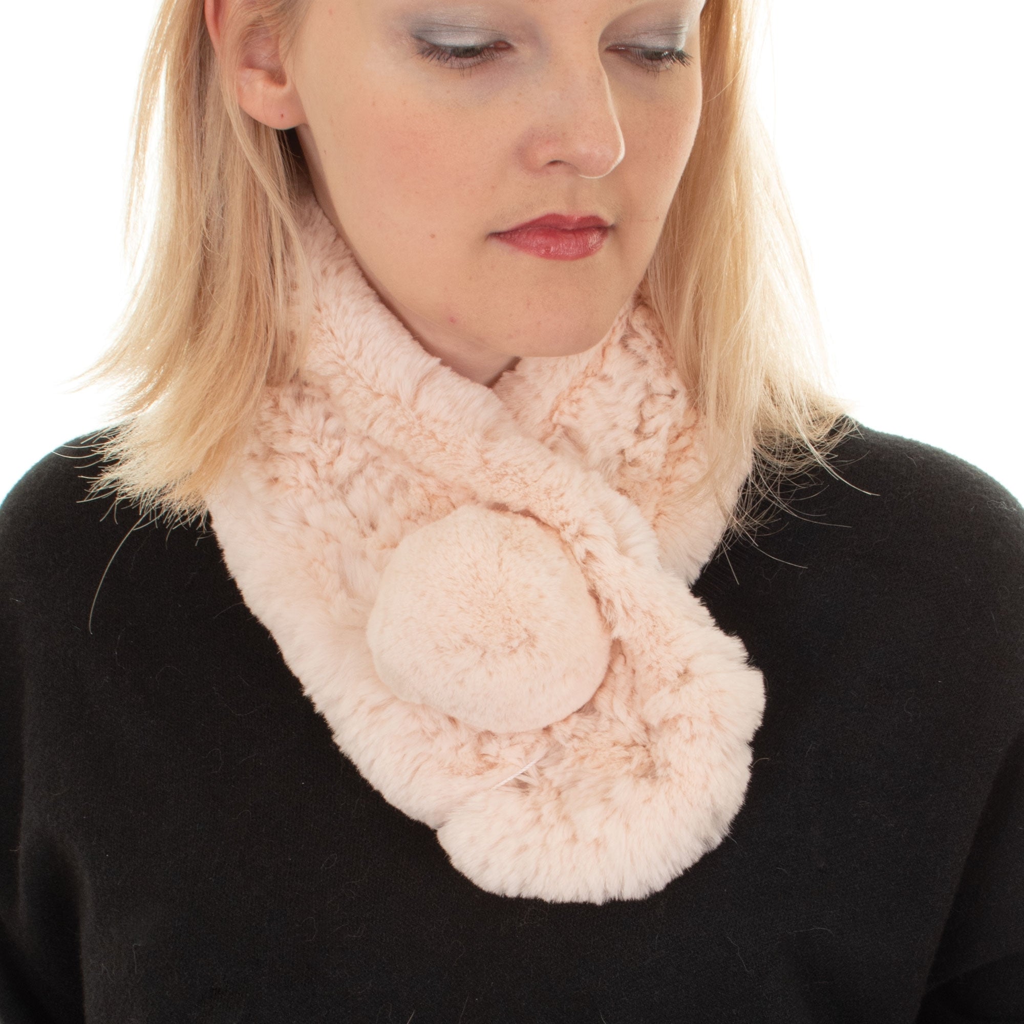Bella blush cream luxuriously soft fur collar scarf