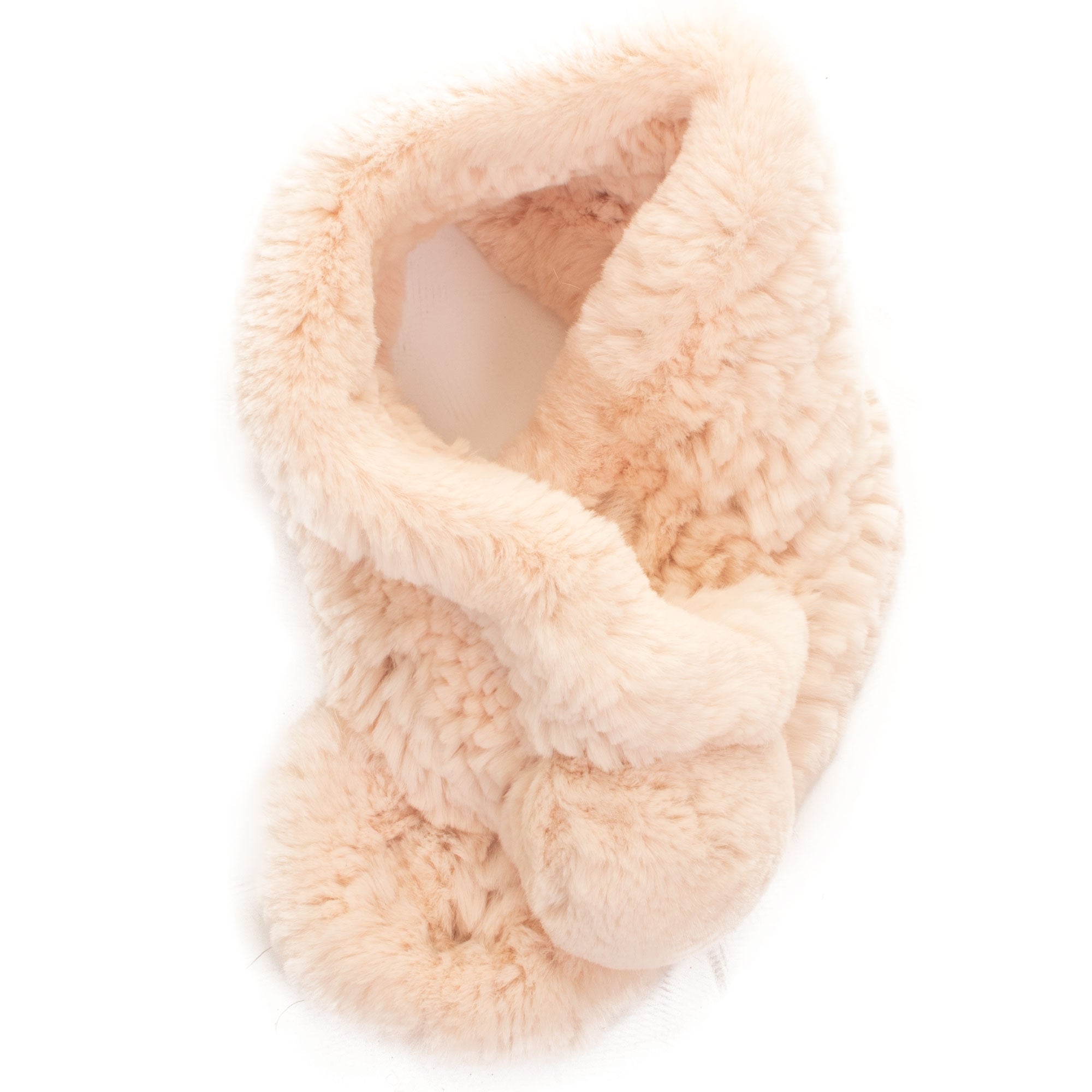 Bella blush cream luxuriously soft fur collar scarf
