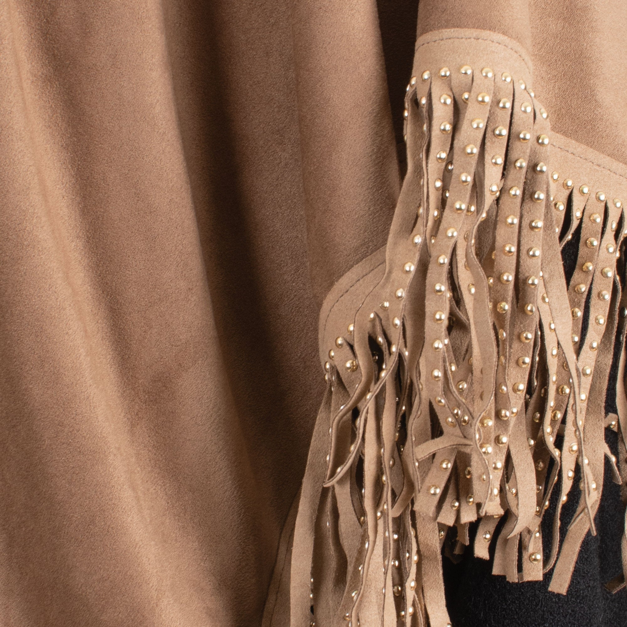 Rapha tan studded fringe suedette wrap
