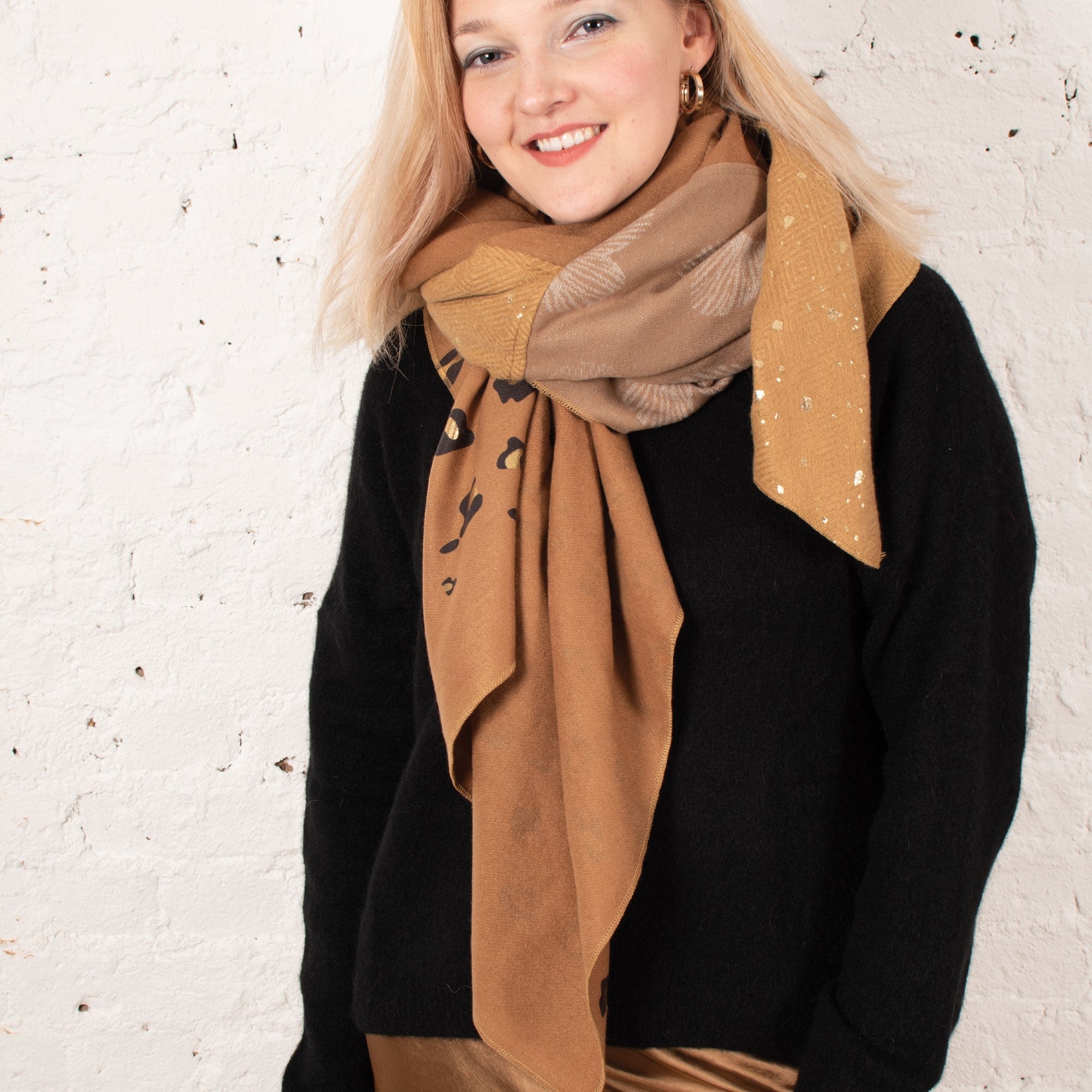 Rosa tan soft touch square scarf