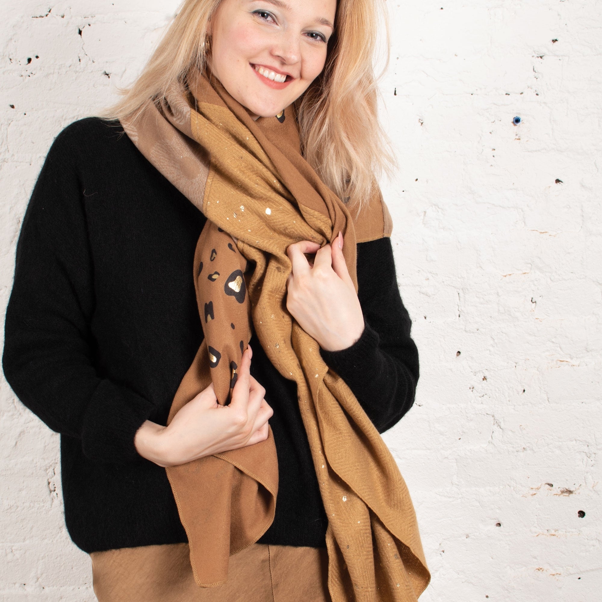 Rosa tan soft touch square scarf