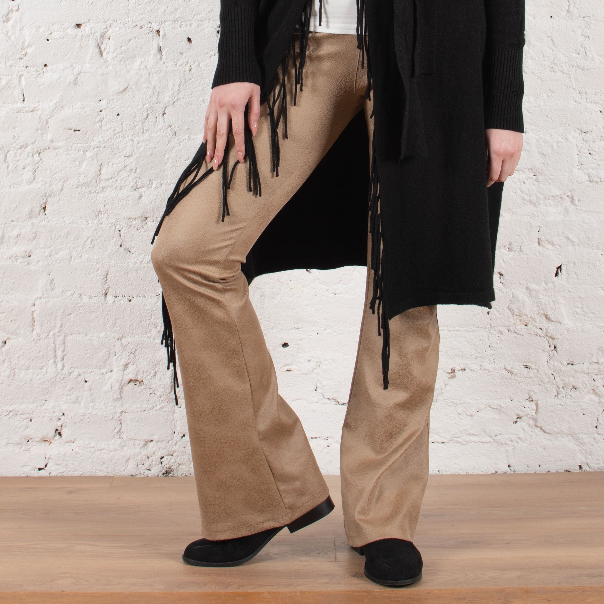 Prisca camel soft pleather trouser