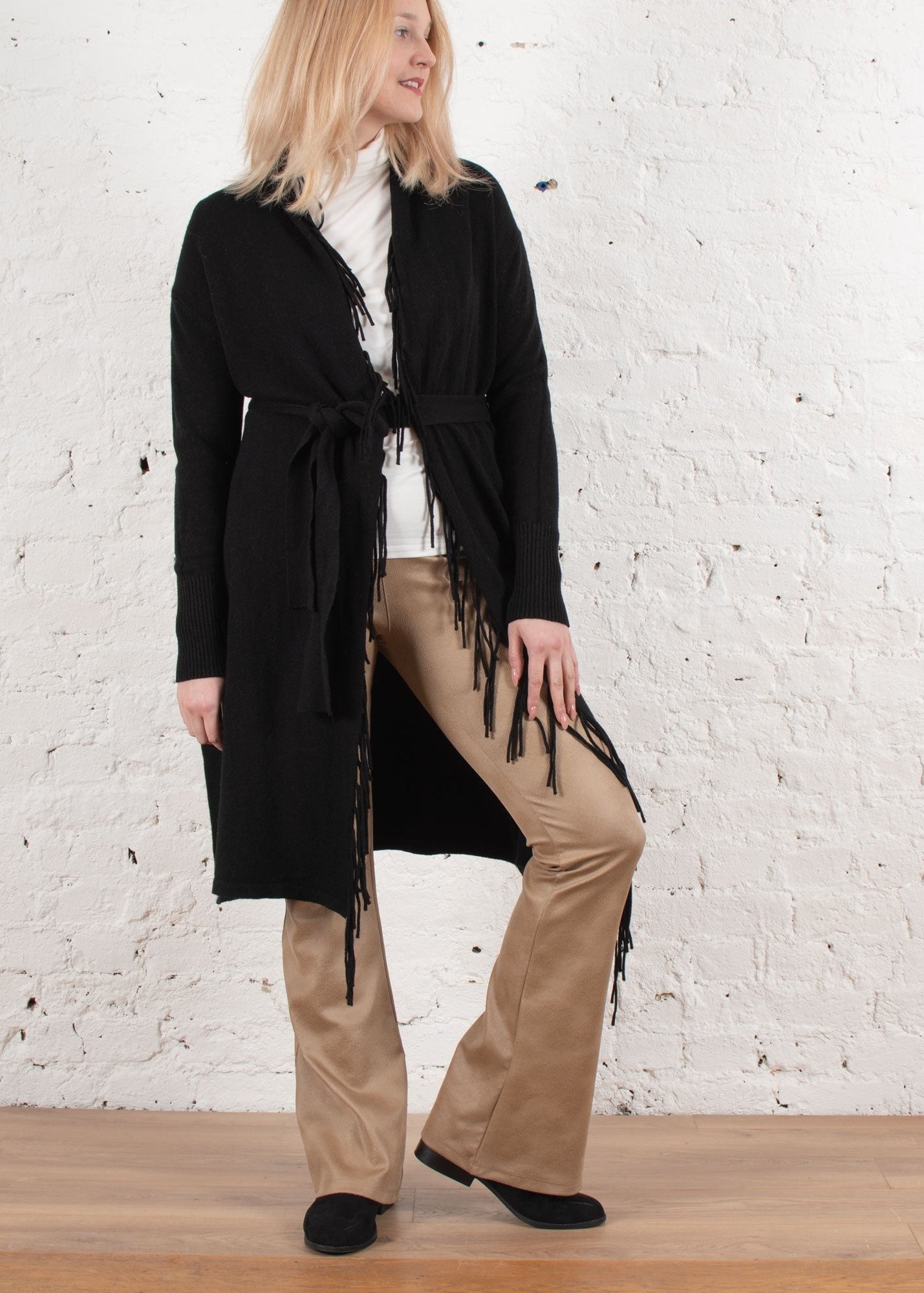 Prisca camel soft pleather trouser