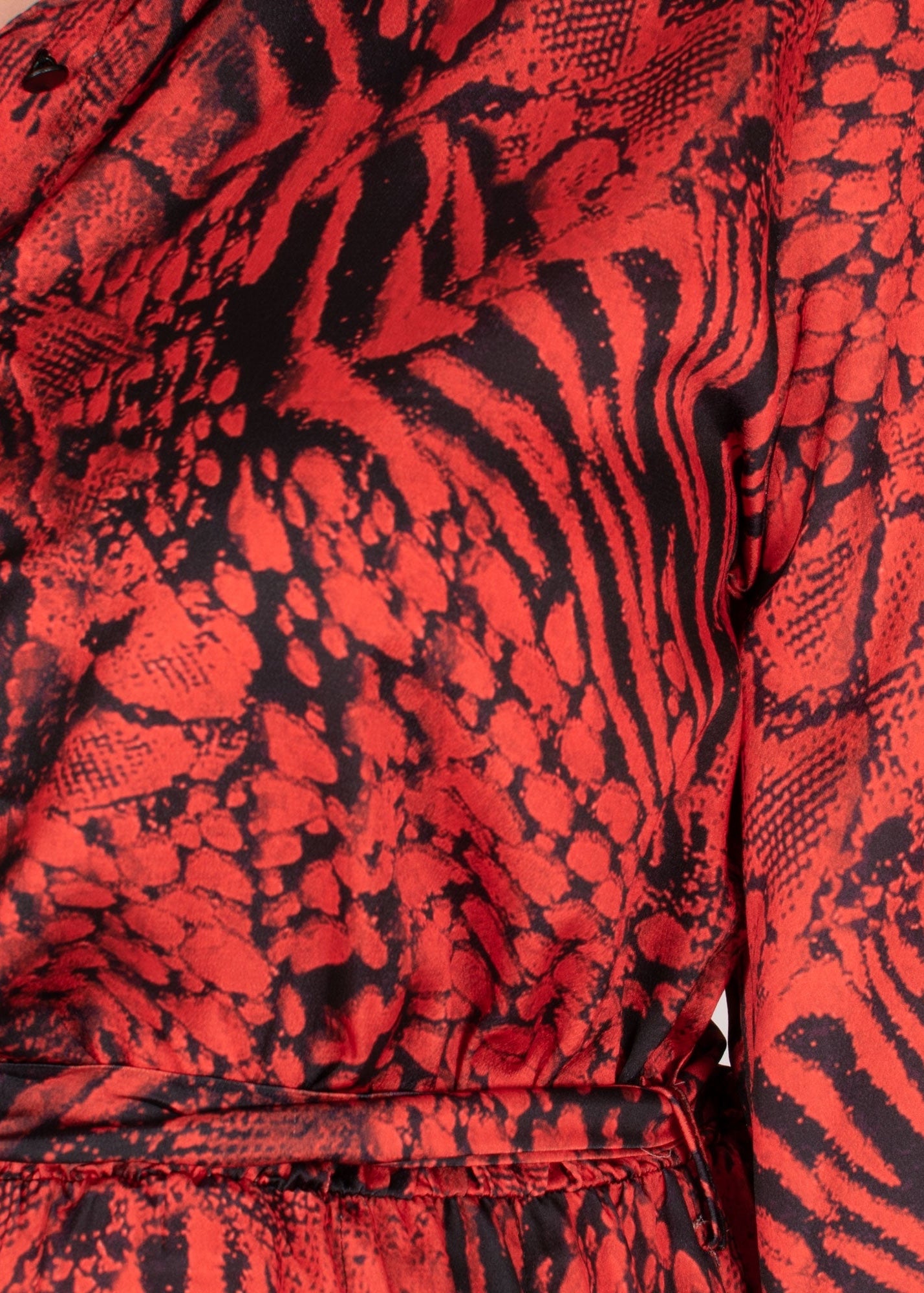 Torri Printed satin shirt dress