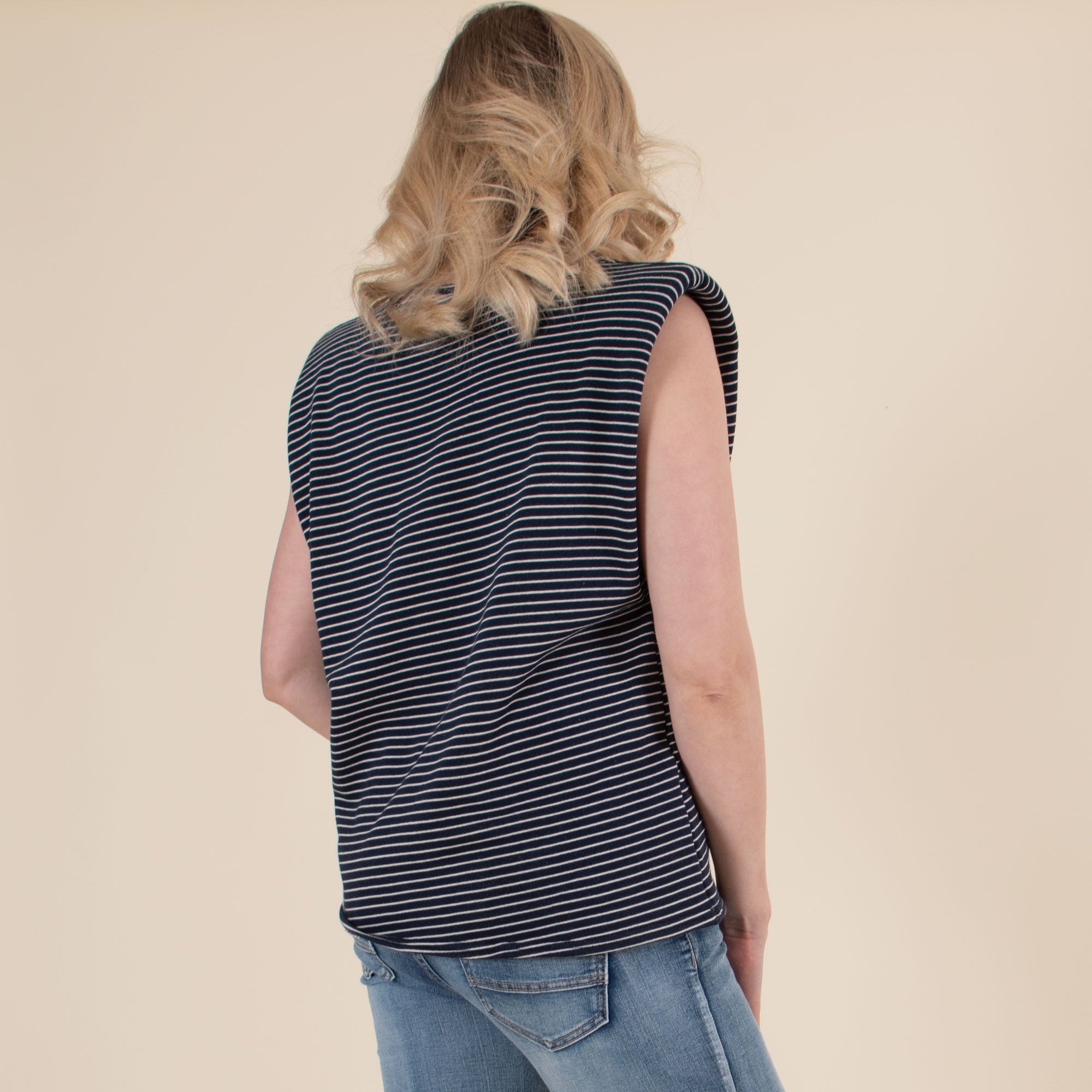 Paulie navy stripe cotton sweat top