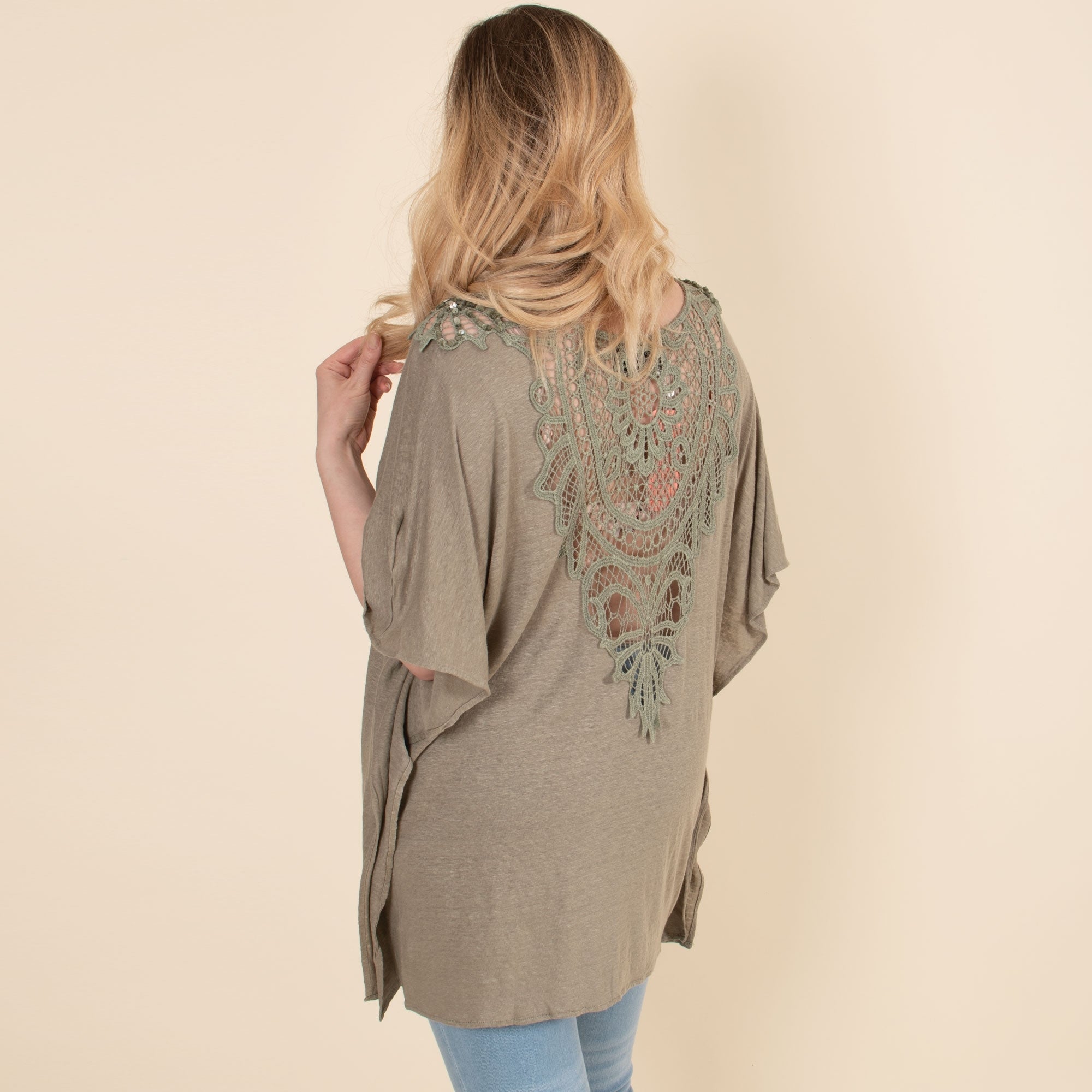 Jennifer hkaki pure linen relaxed fit crochet t shirt