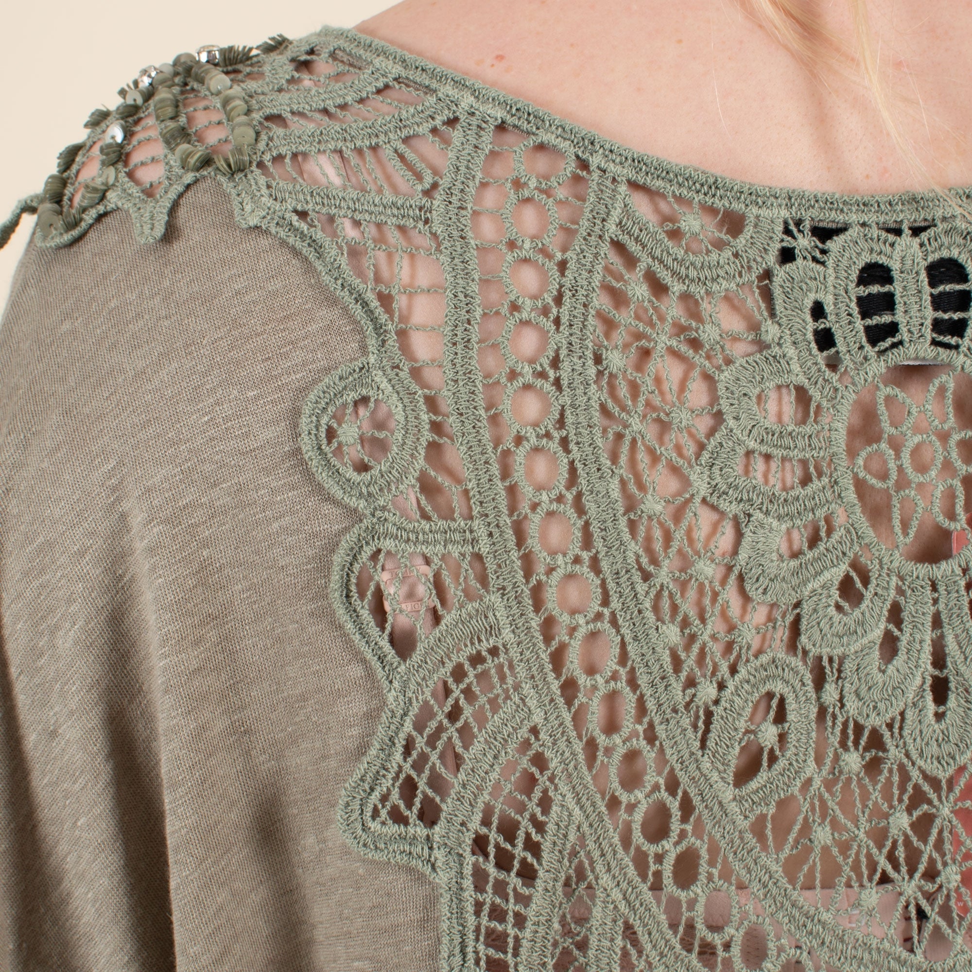 Jennifer hkaki pure linen relaxed fit crochet t shirt