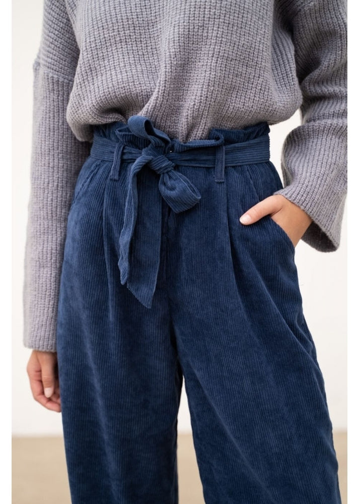 Clara denim blue relaxed fit cord trouser