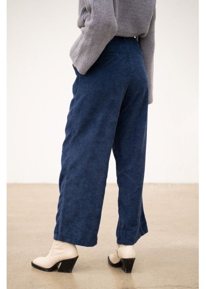 Clara denim blue relaxed fit cord trouser