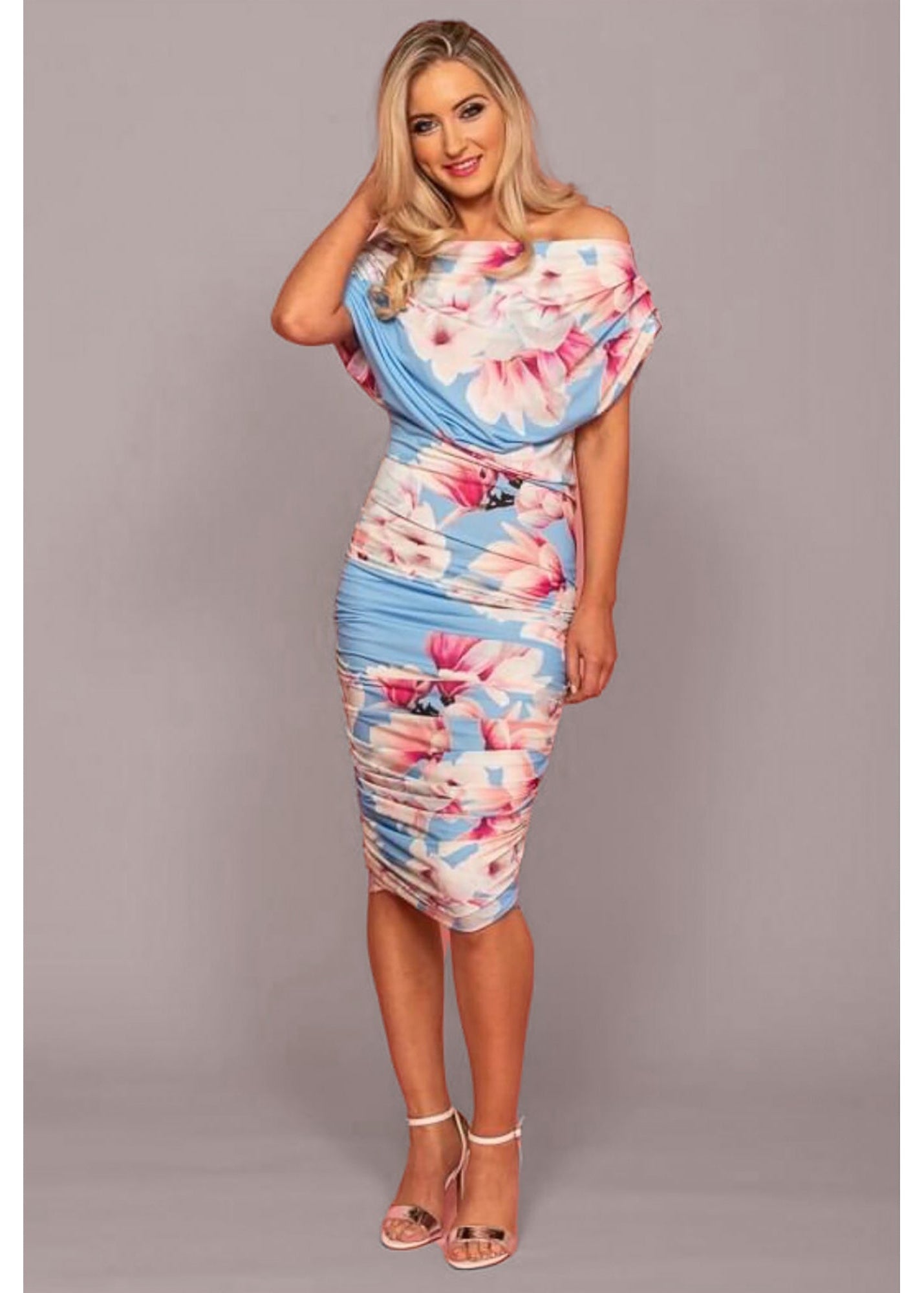 Oxygen bodycon summer blue printed dress
