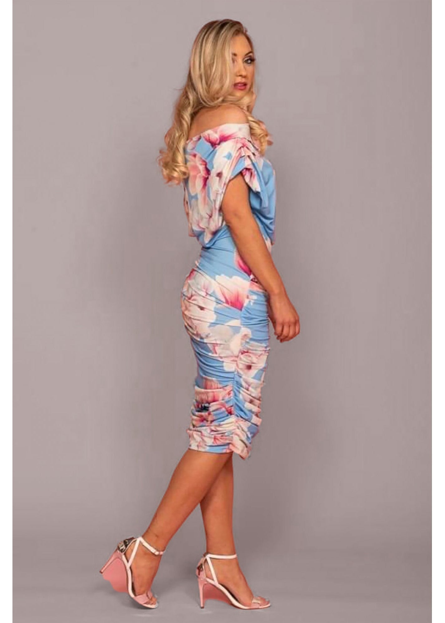 Oxygen bodycon summer blue printed dress