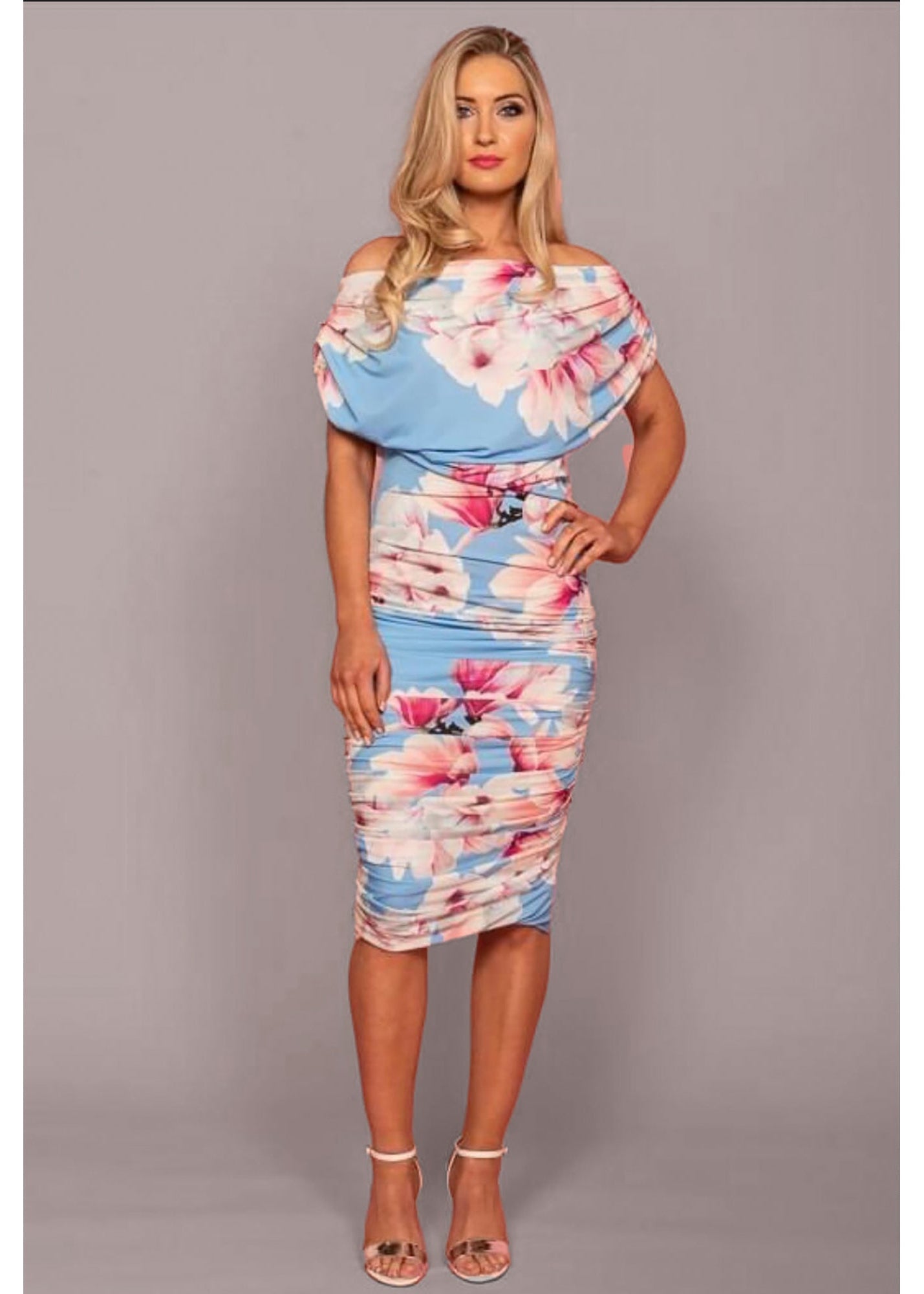 Oxygen bodycon summer blue printed dress