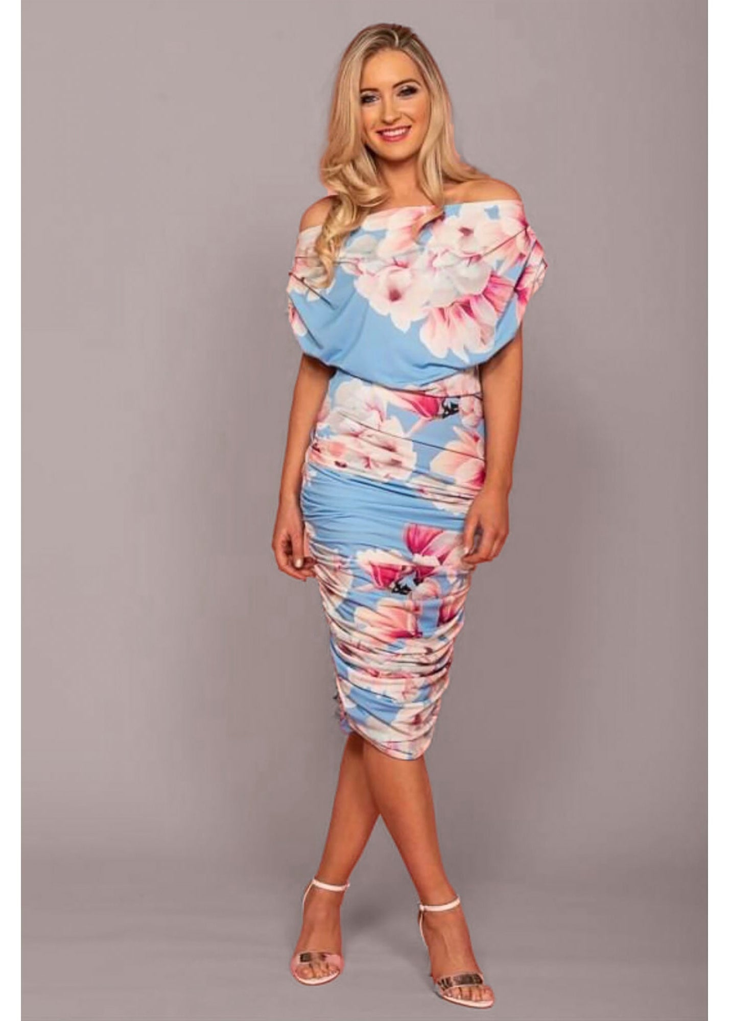 Oxygen bodycon summer blue printed dress