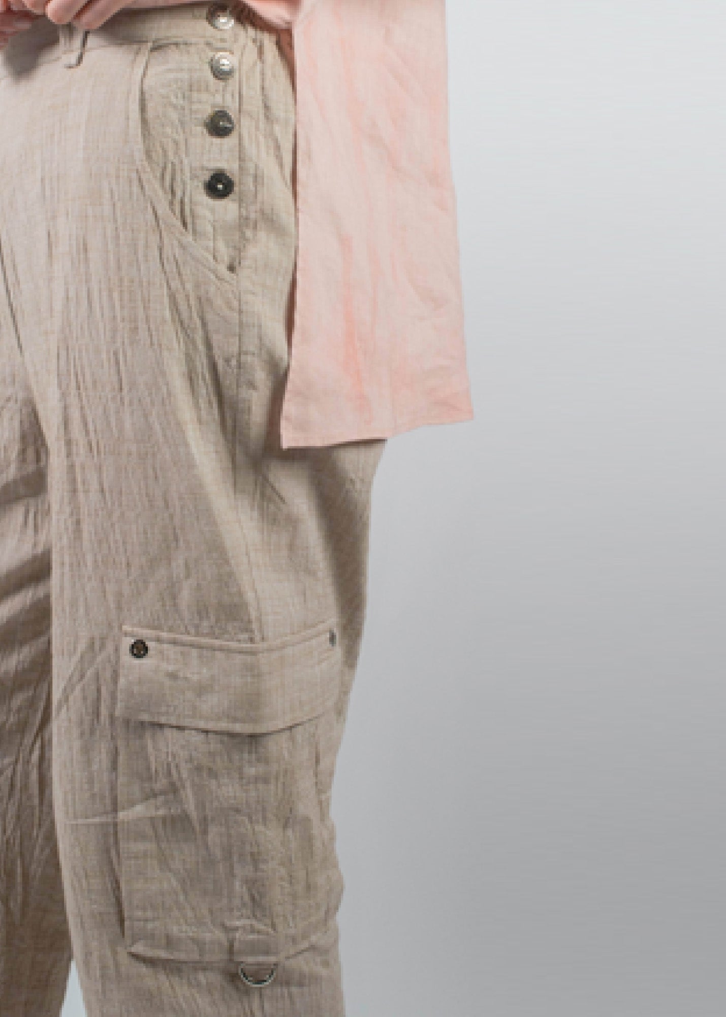 Annika natural colour pure cotton cropped cargo trouser