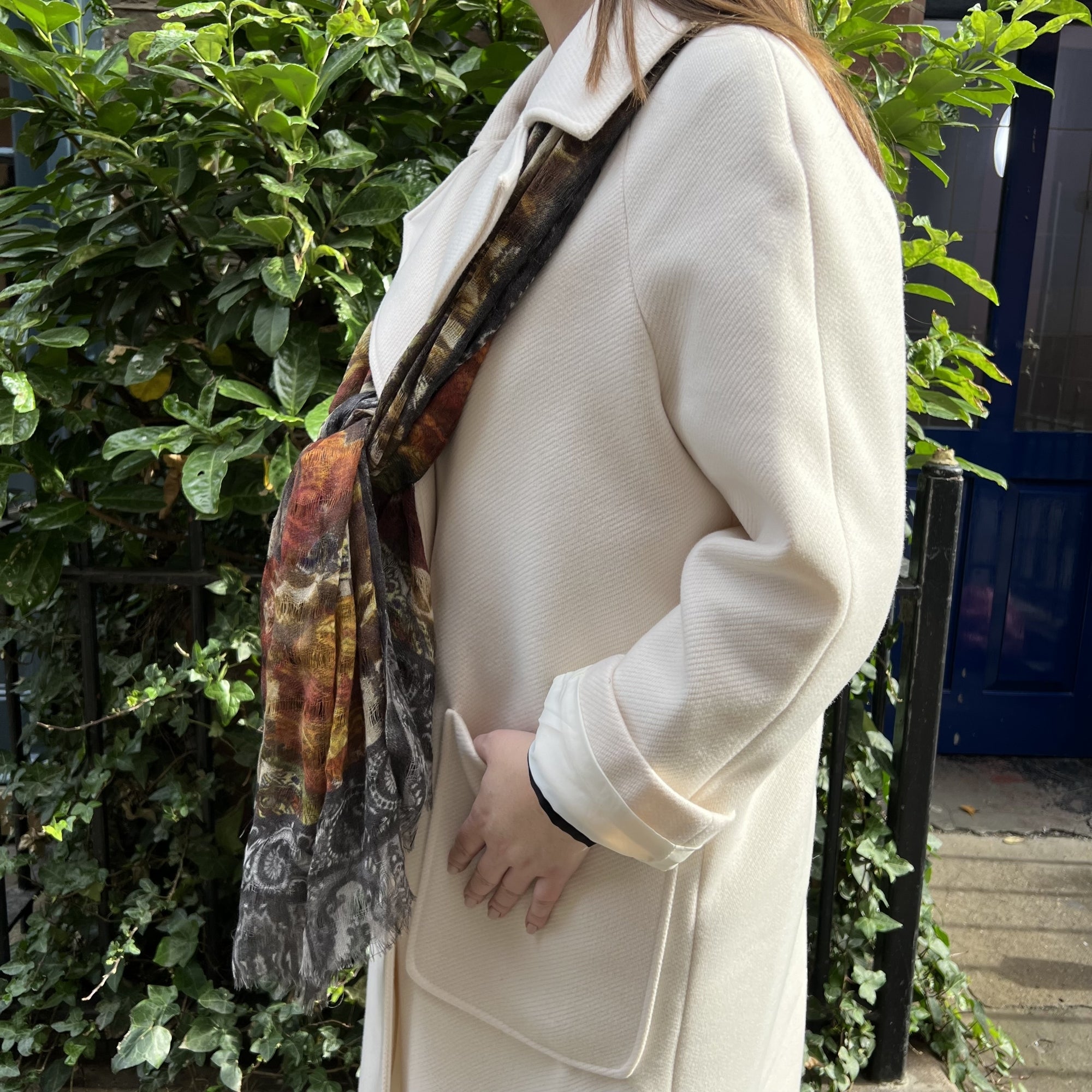 Digital multi print wool scarf