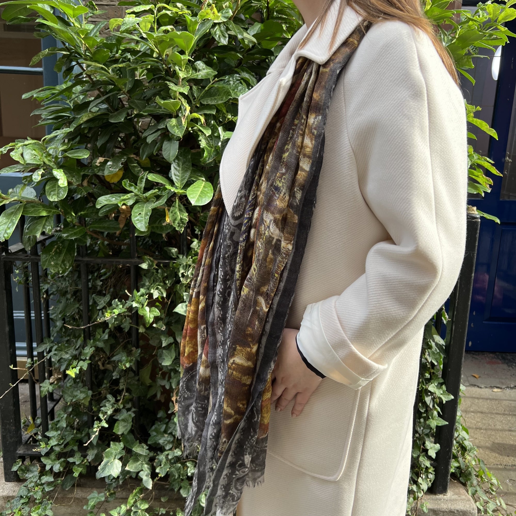 Digital multi print wool scarf