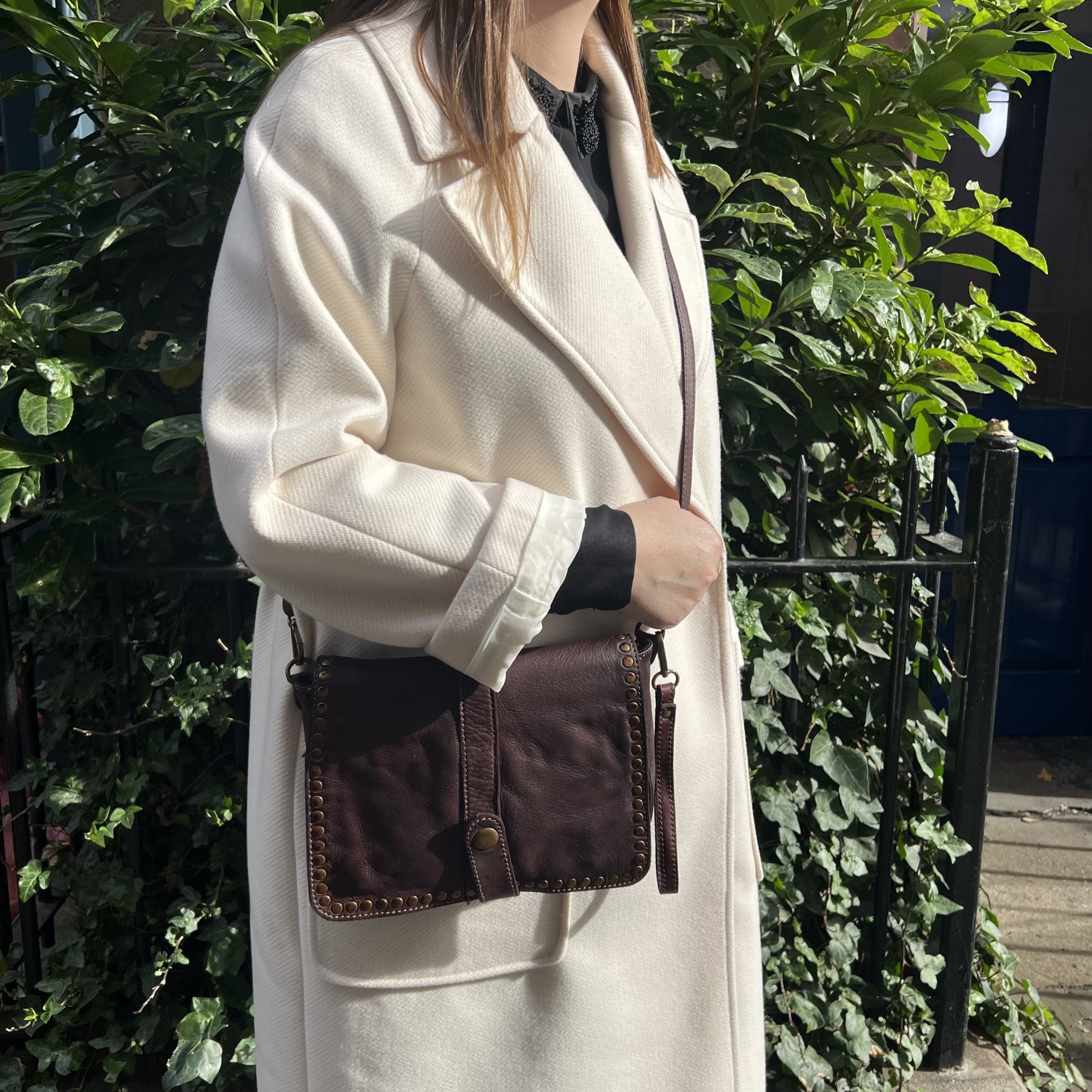 Vintage burgundy cross body / clutch soft leather bag