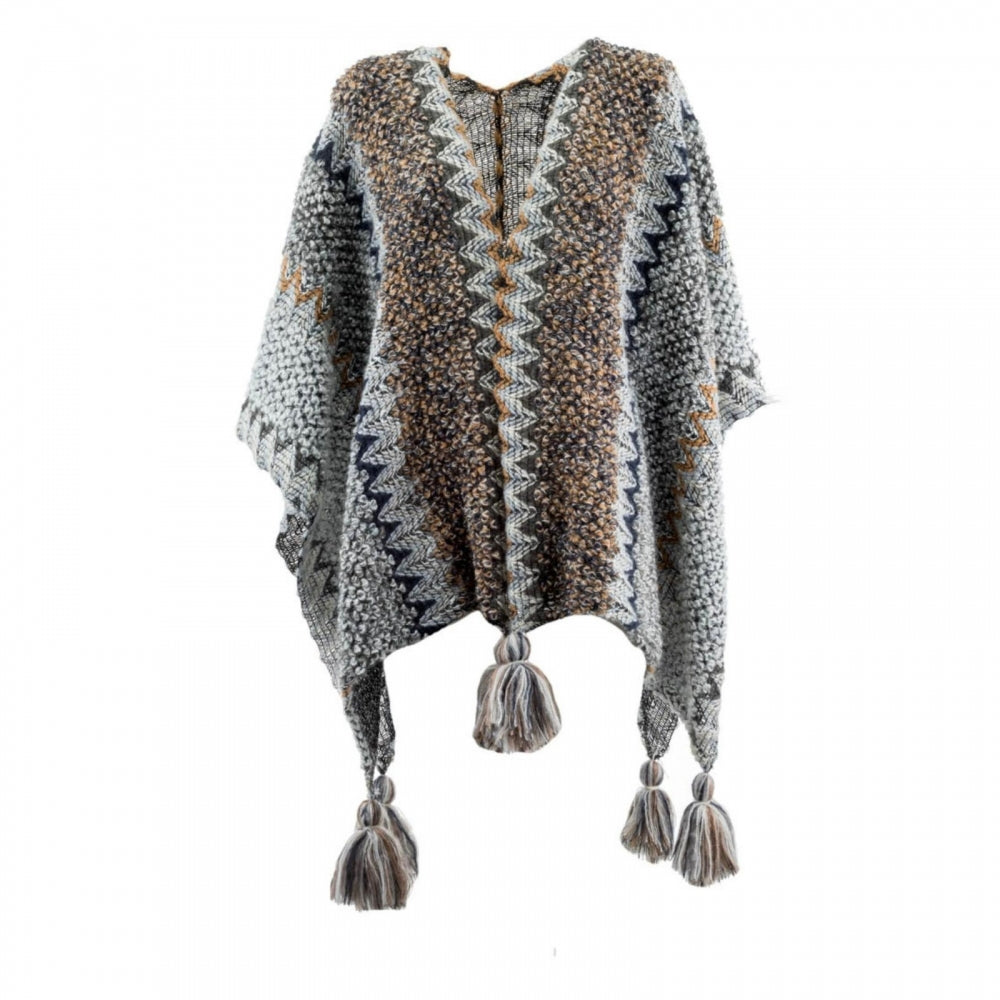 Myra cream multi knitted tassle trim shawl