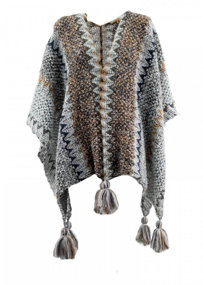 Myra cream multi knitted tassle trim shawl