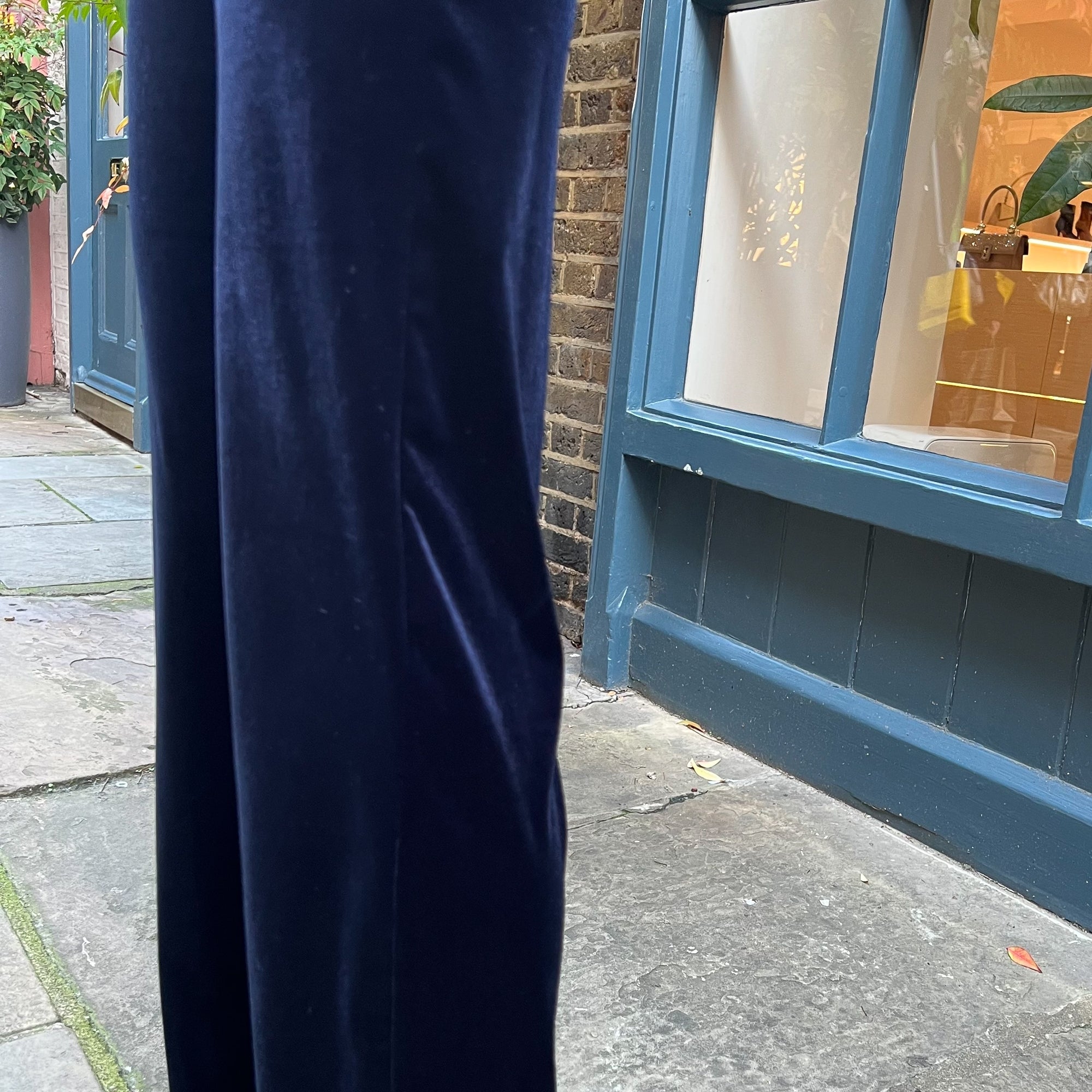 Guax Midnight Blue Soft Velvet Wide Leg Palazzo Trouser
