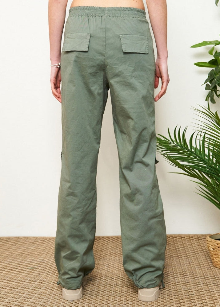 Cassy khaki cotton cargo pocket trouser