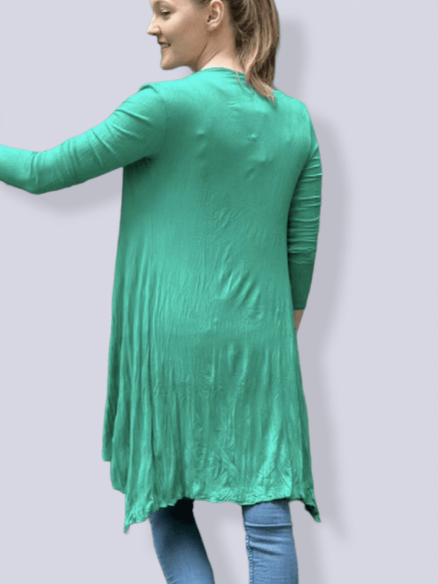 Longo green french jersey waterfall shrug