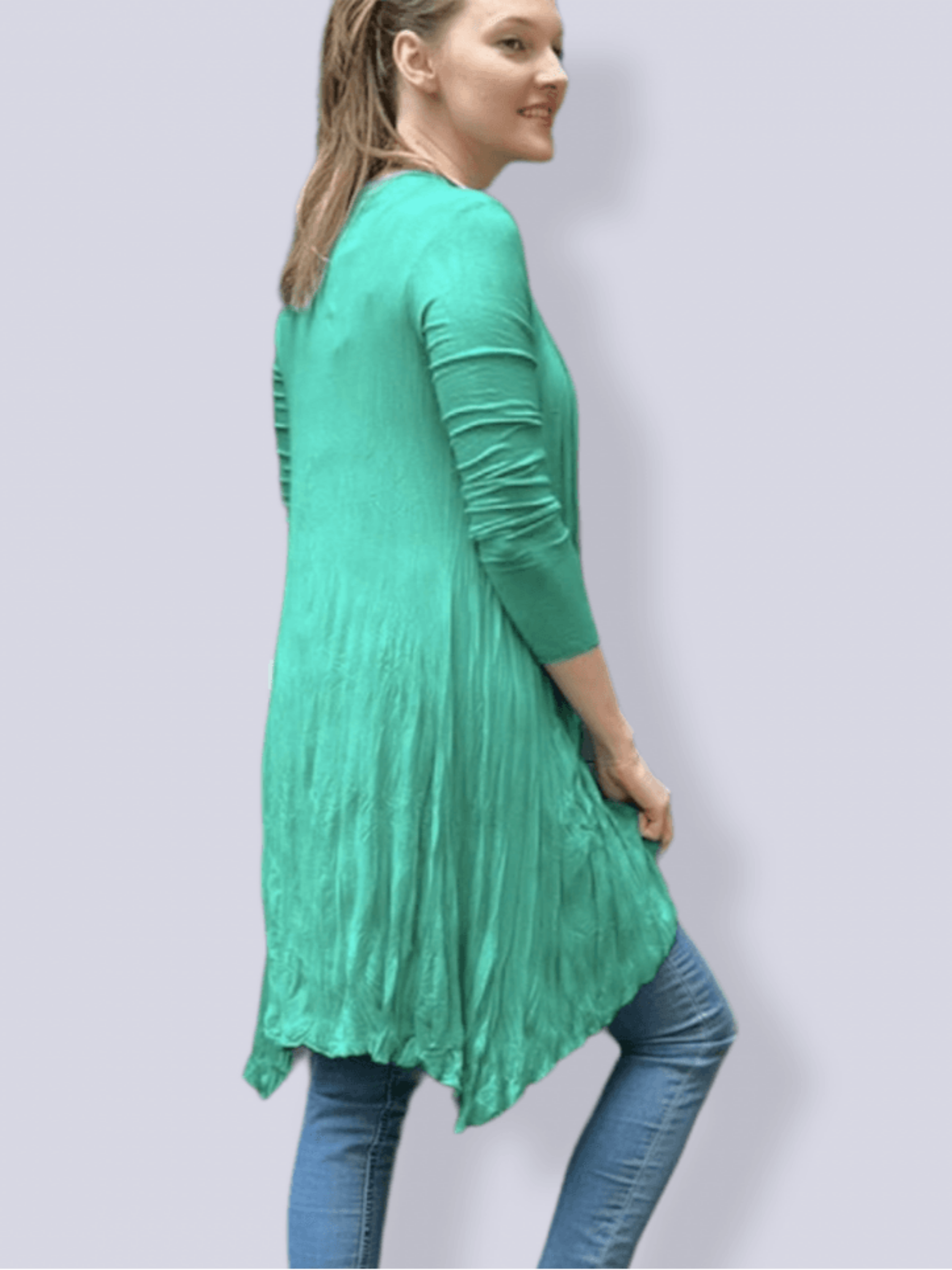 Longo green french jersey waterfall shrug