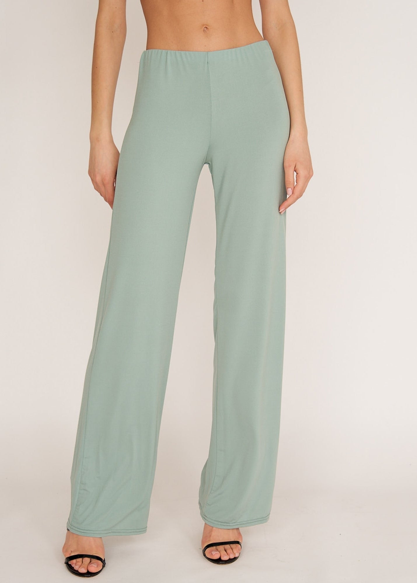 Guax - sage wide leg french crepe palazzo trouser
