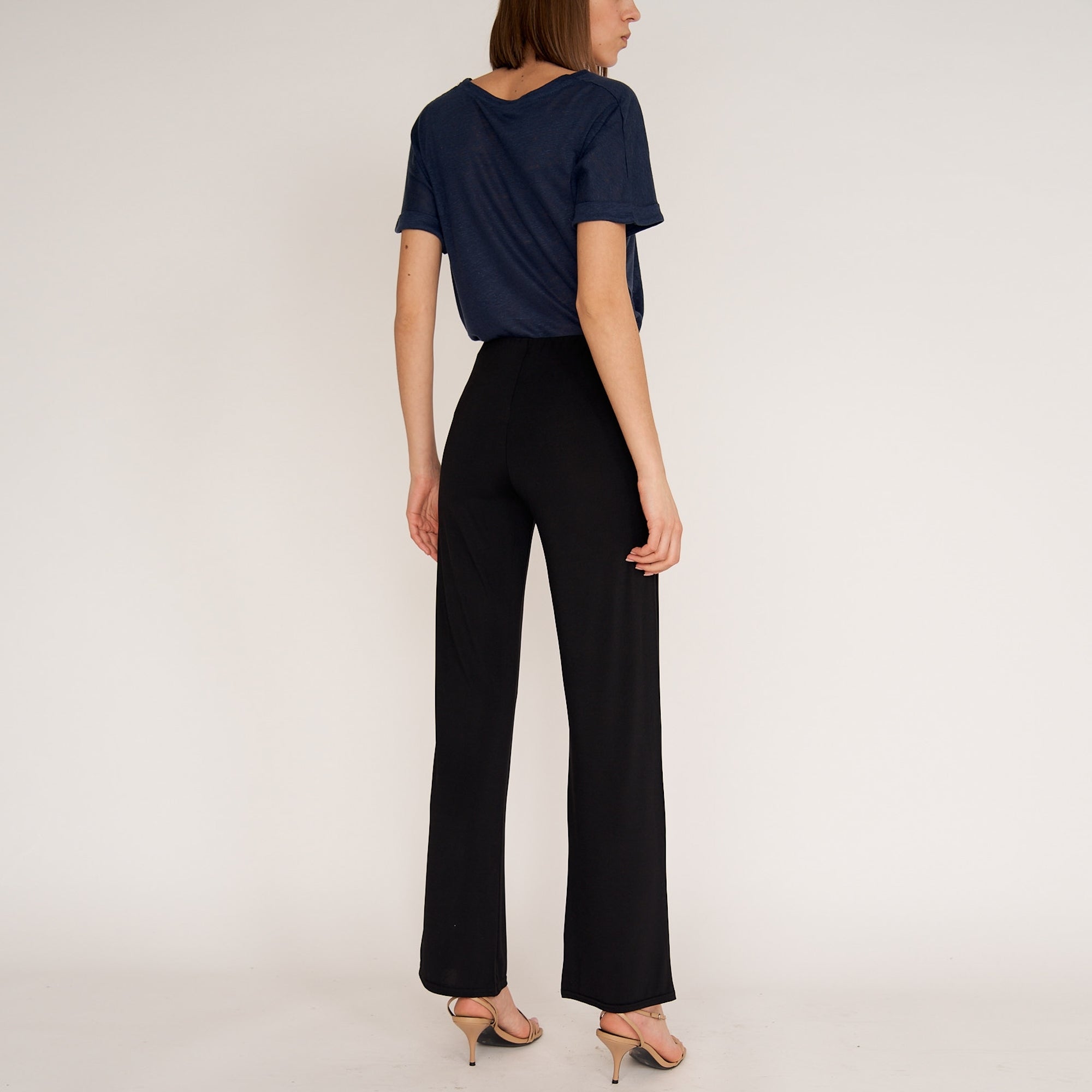 Guax black wide leg french crepe palazzo trouser