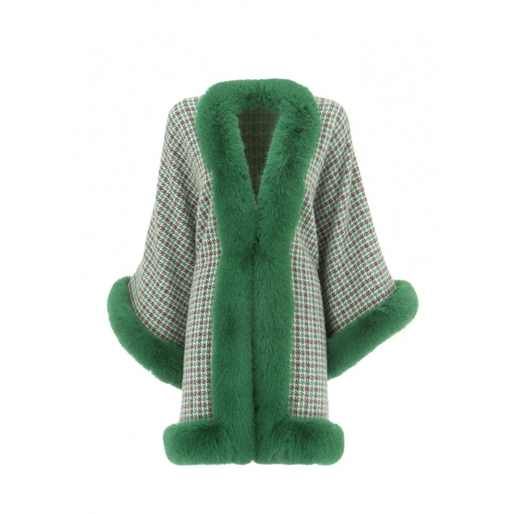 Willow jade check faux fur luxuriously soft cape