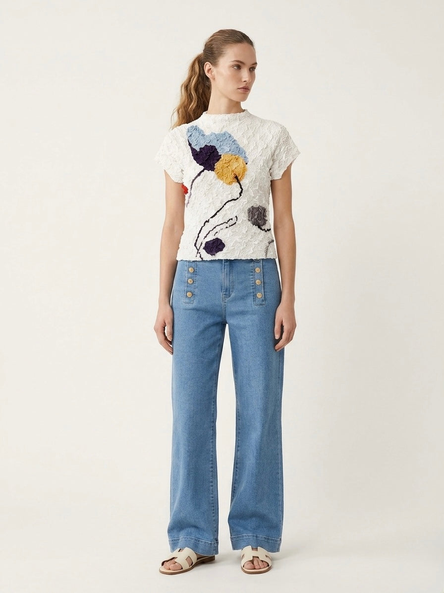 Carli - Crushed pleated print top