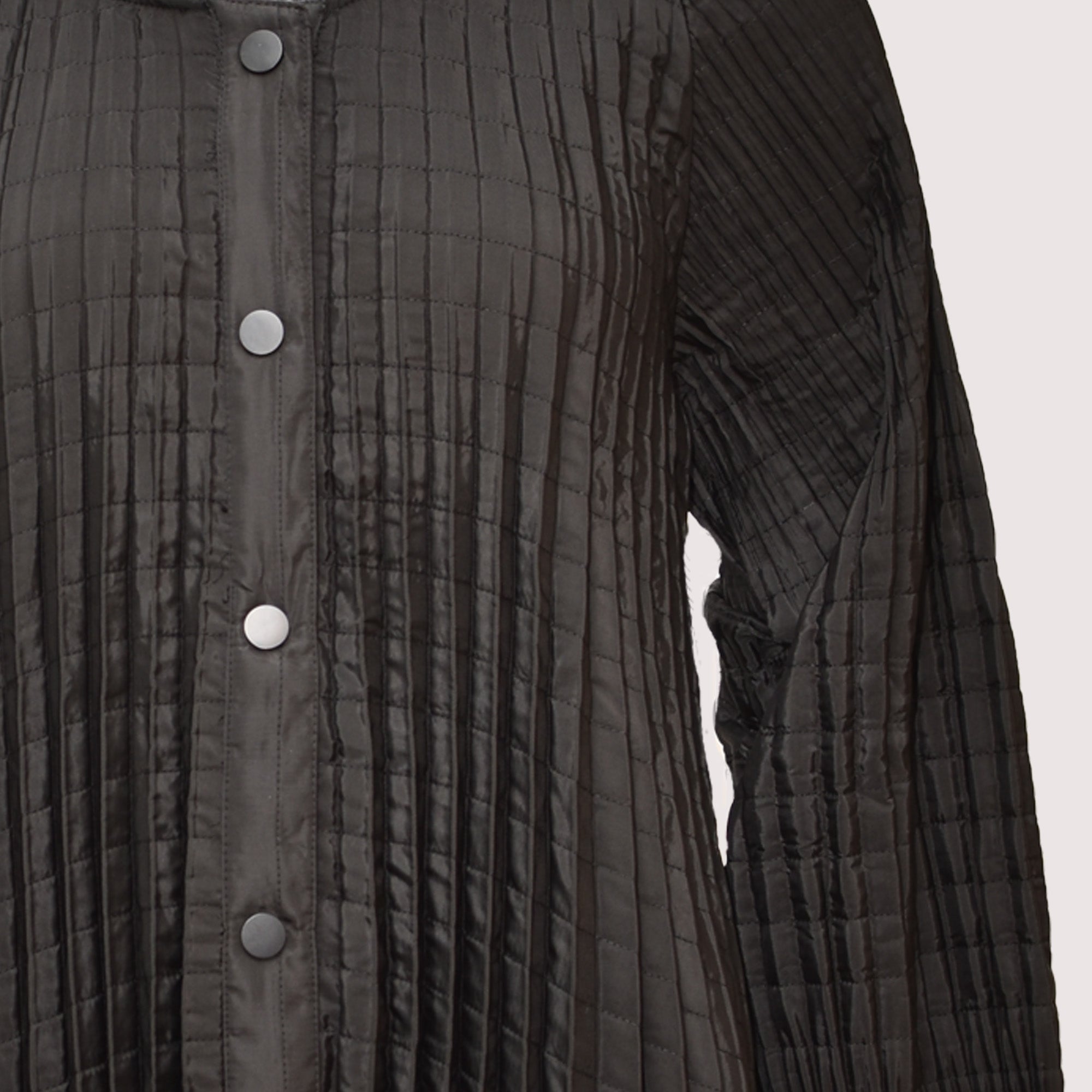 Orla black midi length pleated hooded coat