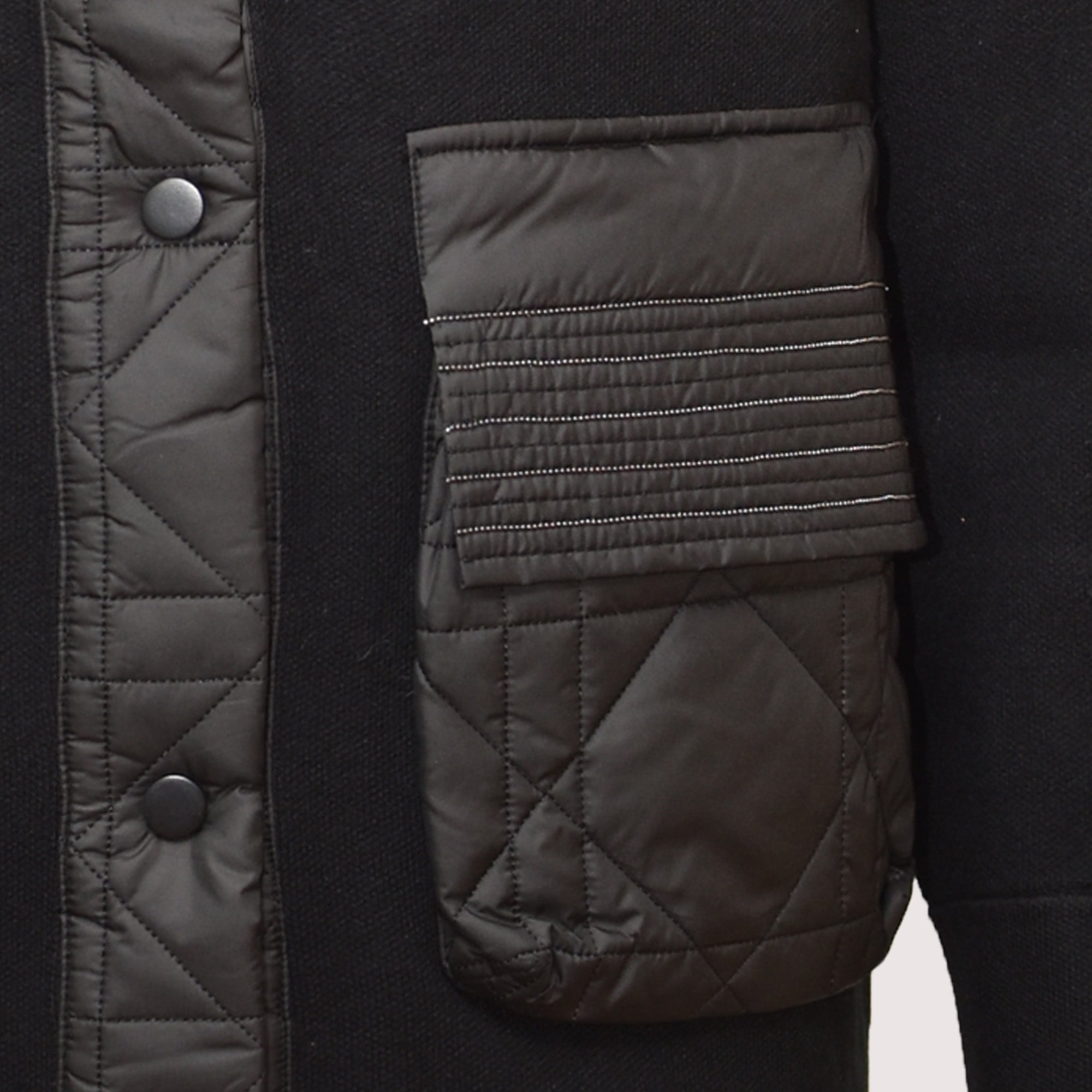 Avery black knit & quilt pocket knit jacket