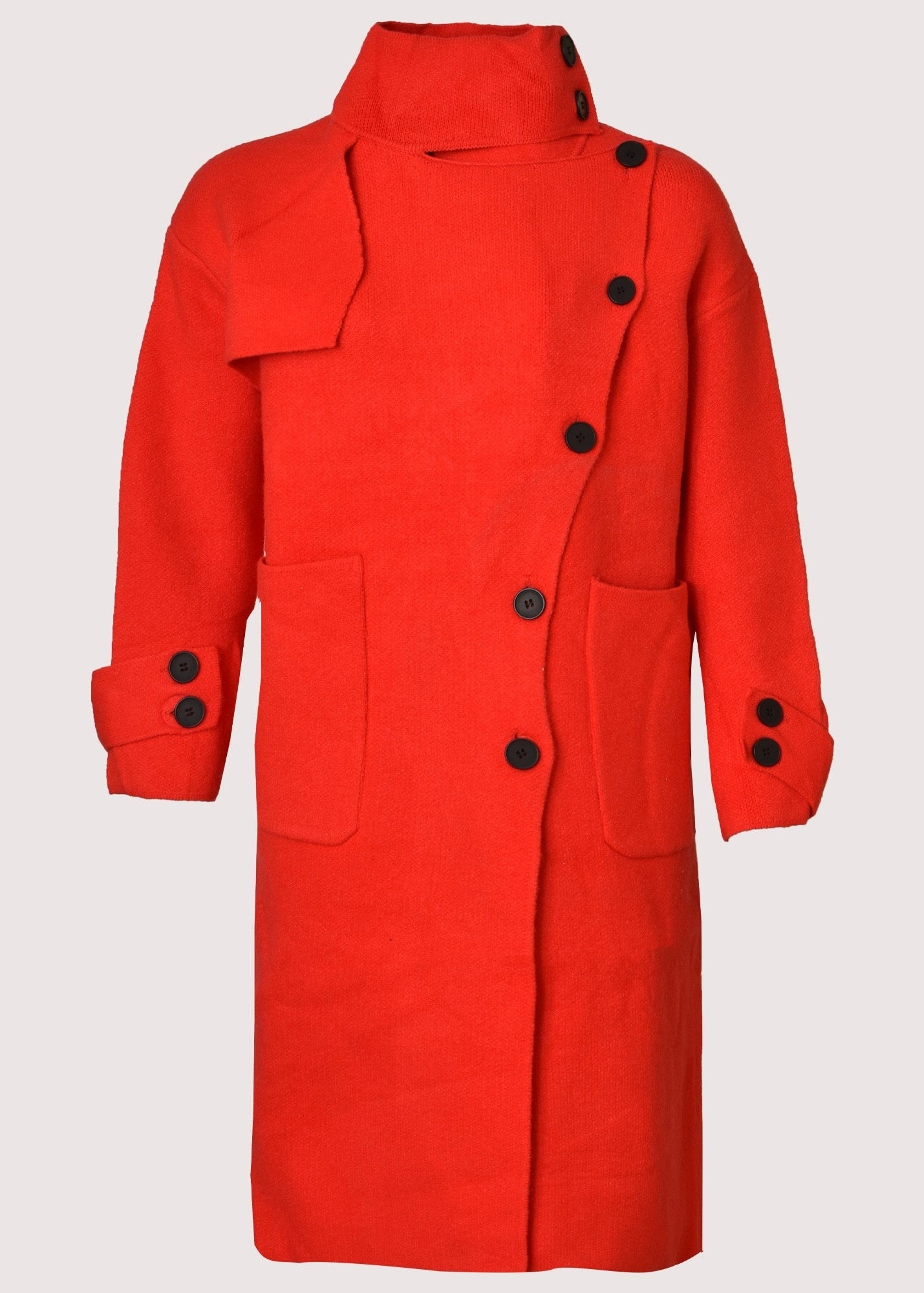 Pearl red cashmere blend long knit coat