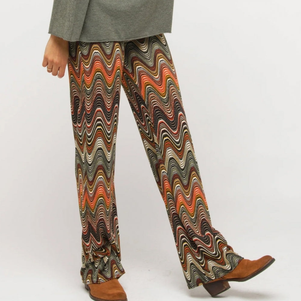 Guax sage multi brushed printed palazzo trouser
