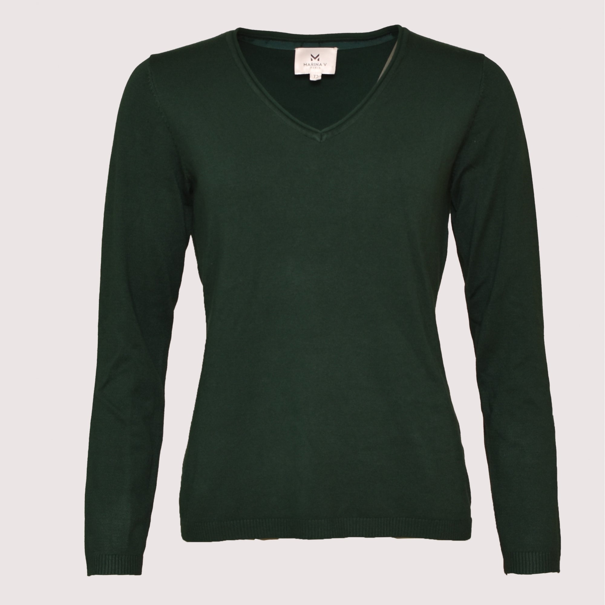 Catherine forest green soft touch v neck jumper