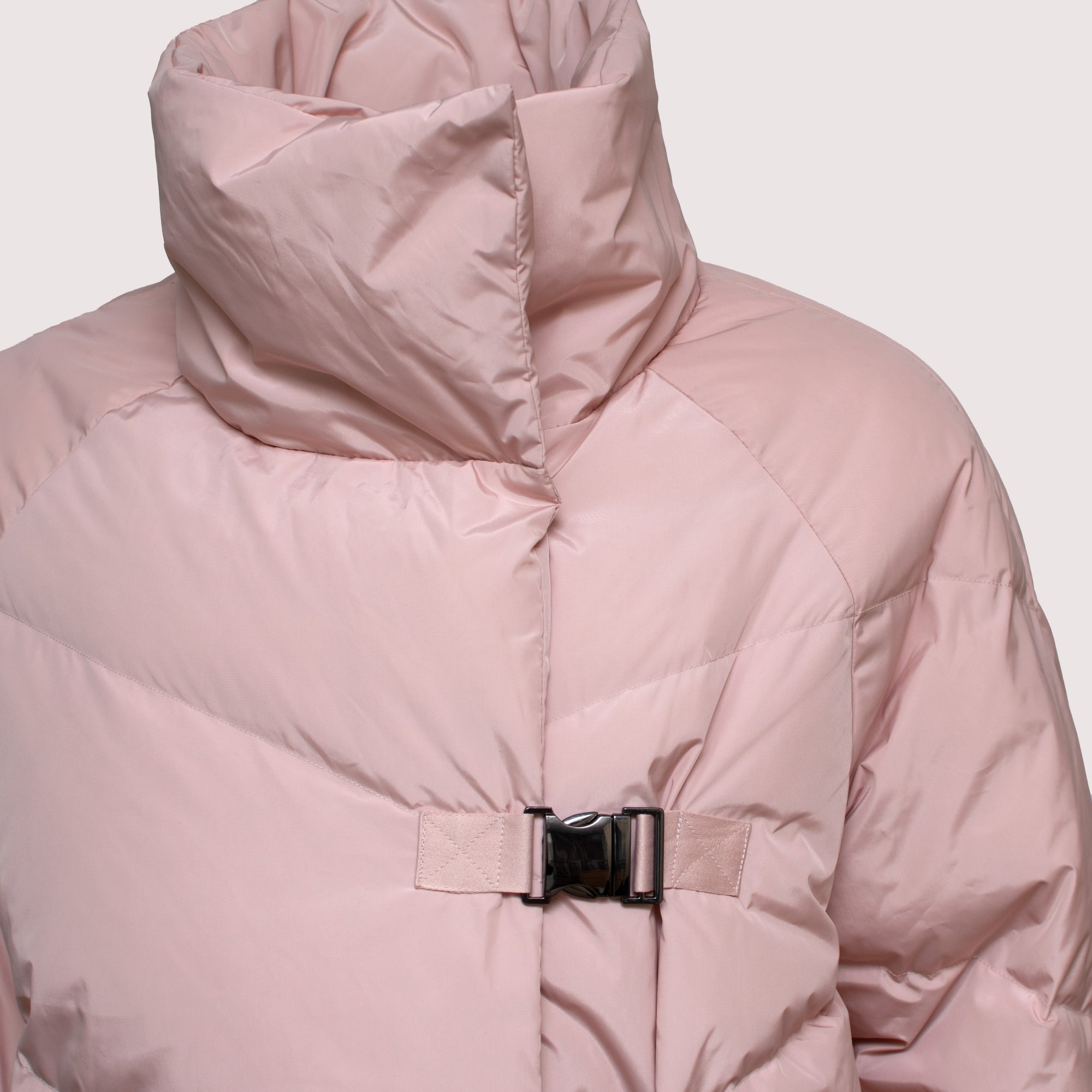 Sinead blush pink buckle front puffa jacket