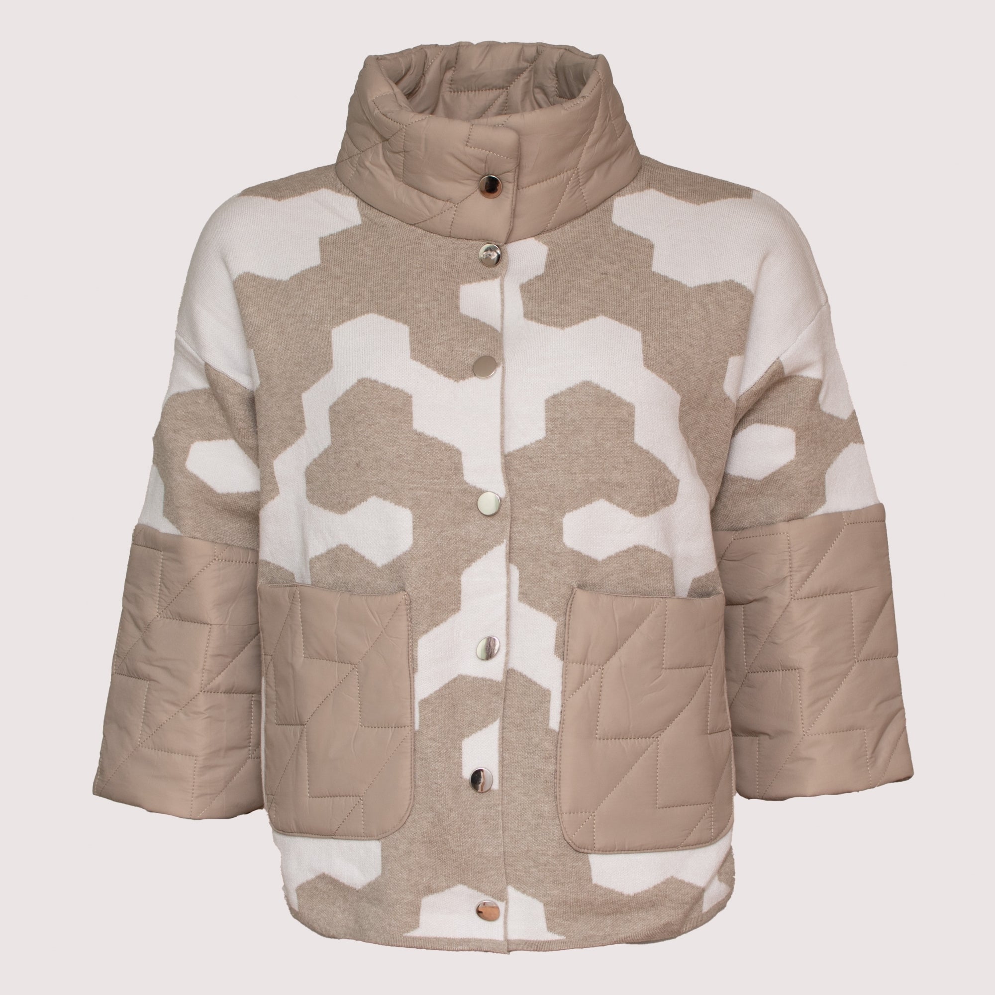 Kaley stone knit & quilt 3/4 sleeve jacket