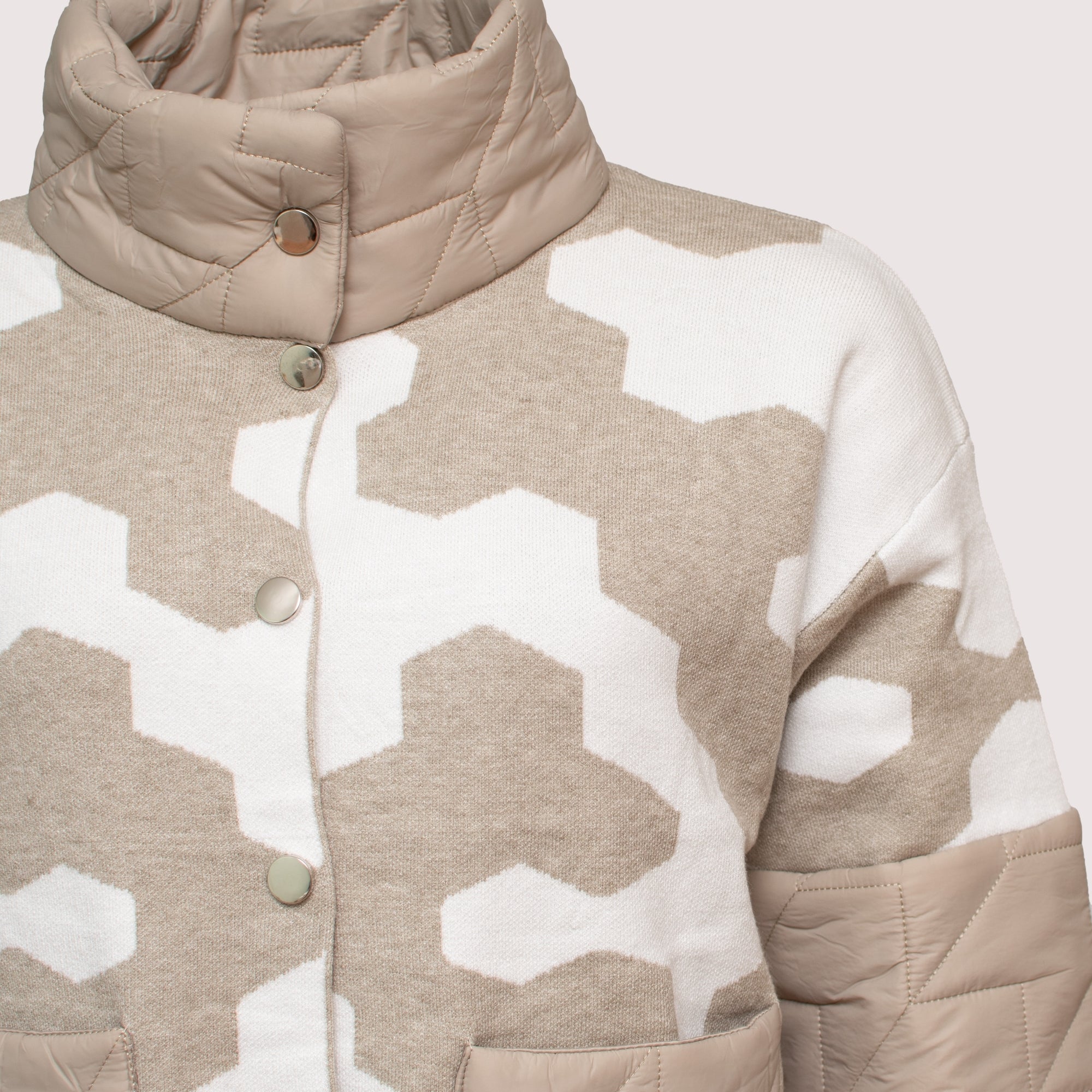 Kaley stone knit & quilt 3/4 sleeve jacket